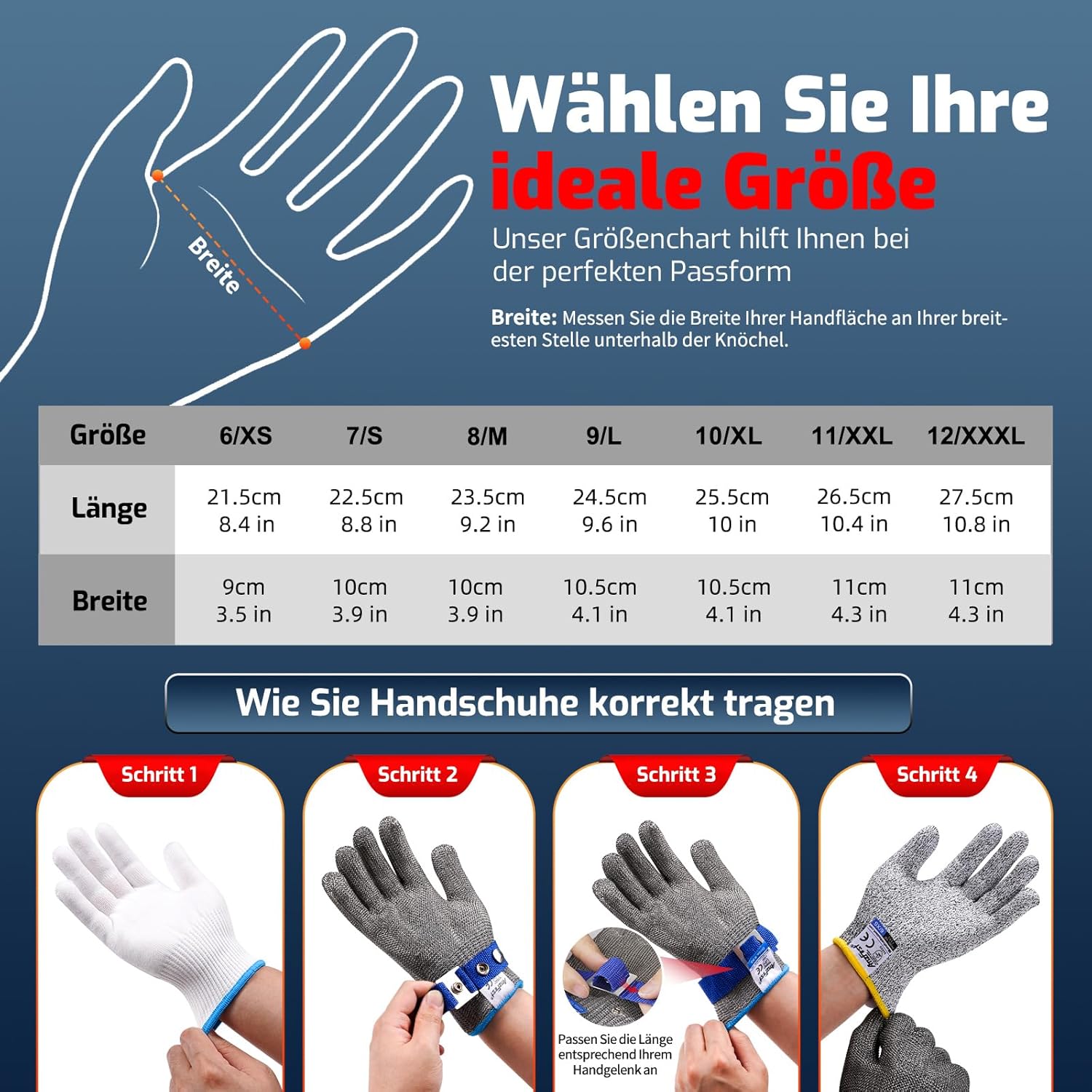 Detalle 2 de AmzFirst Schnittschutzhandschuhe Level 9 đź‘·