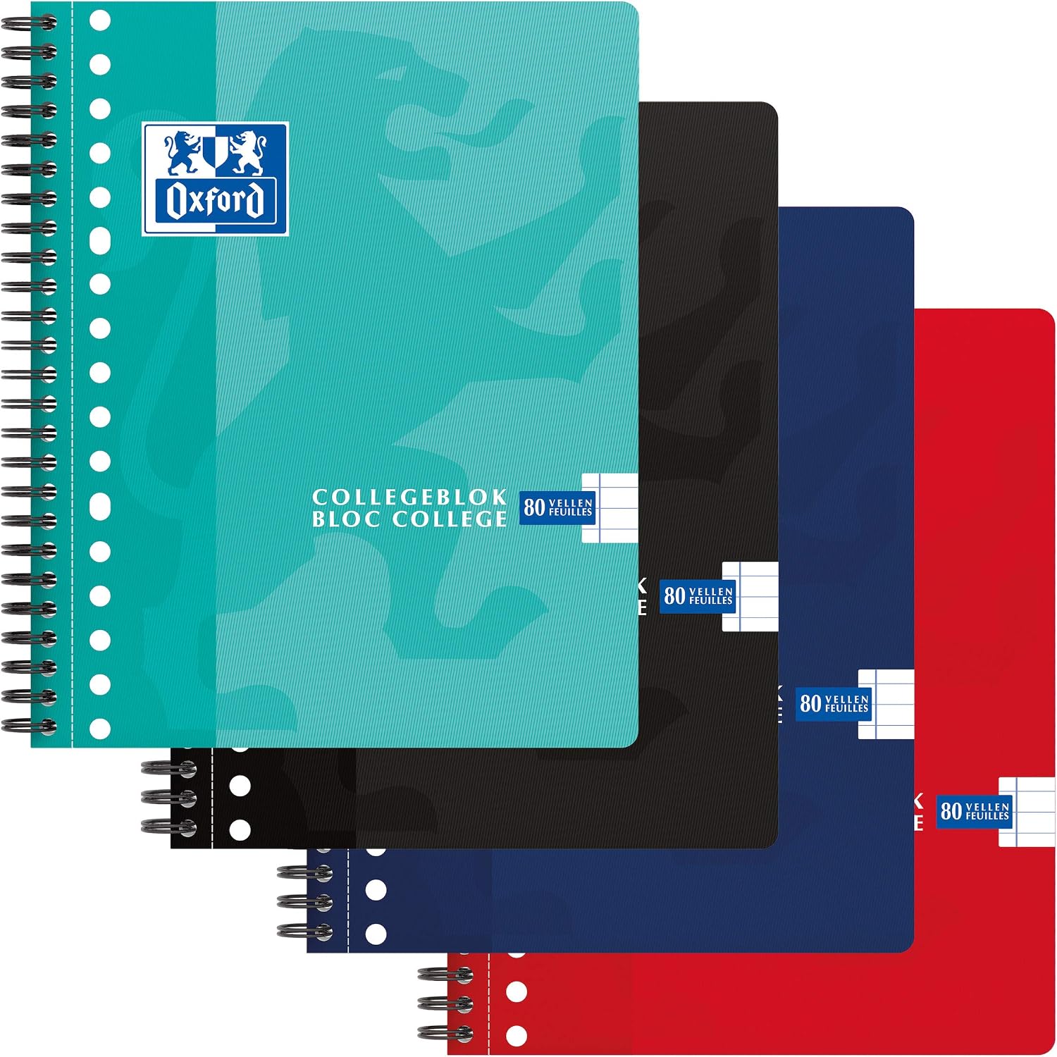 Detalle de Oxford 400075588 collegeblokken A5+ gelinieerd, 90 g Optik Paper, 5 stuks