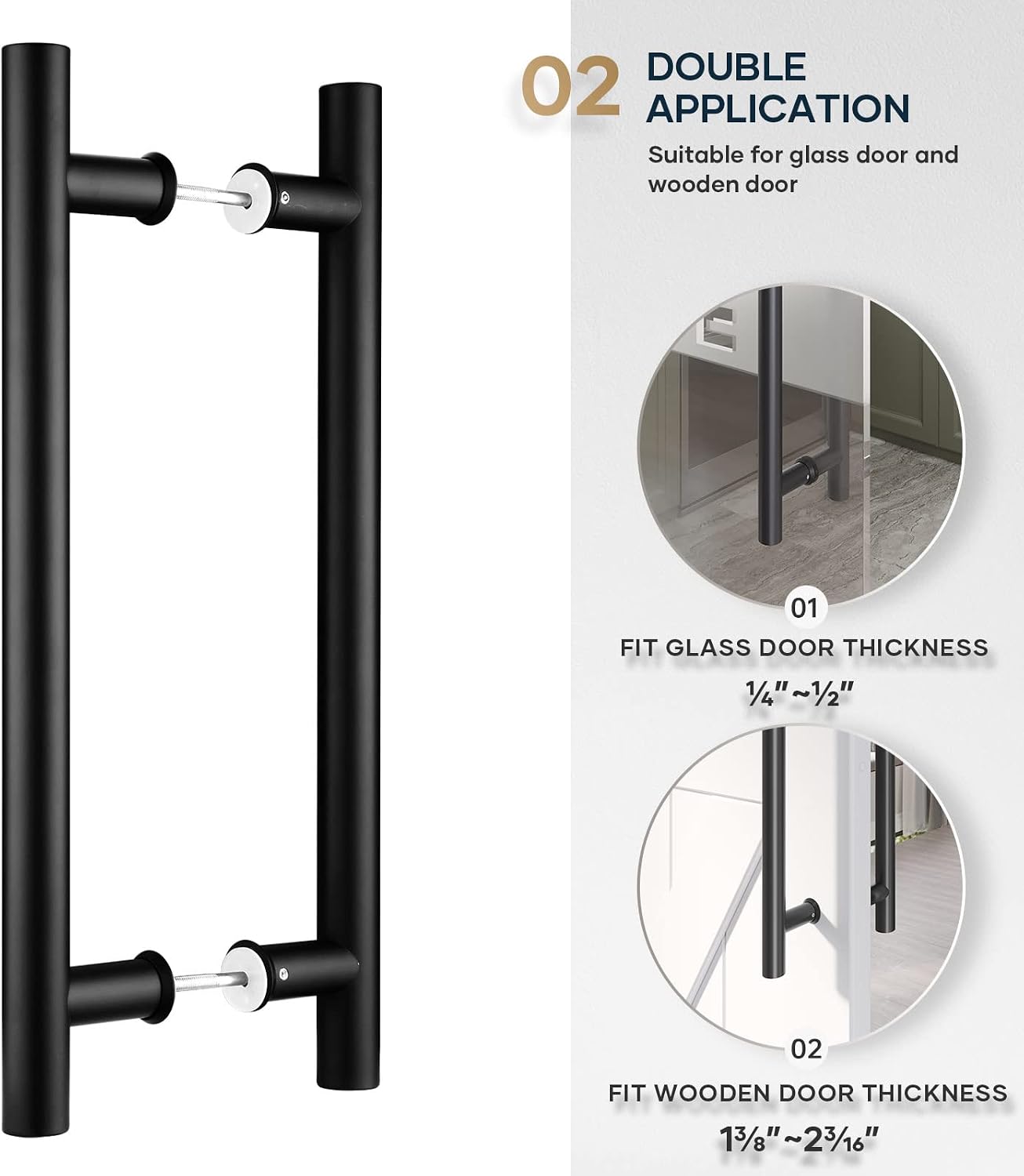 Detalle de EaseLife 40 cm – dwustronny uchwyt do drzwi przesuwnych ze stali nierdzewnej