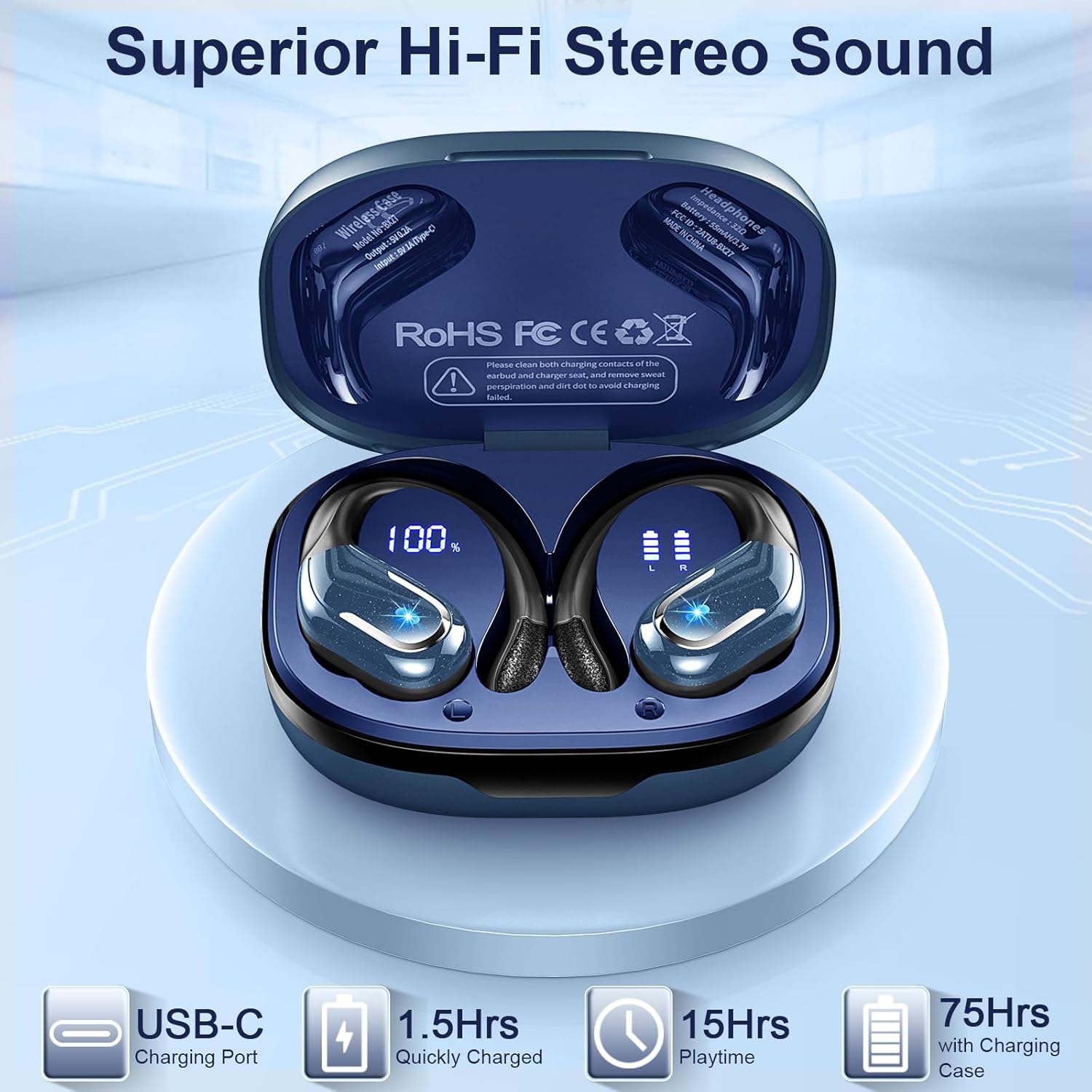 Thumbnail 3 de Rulefiss BX27 Bluetooth Kopfhörer 75 Std