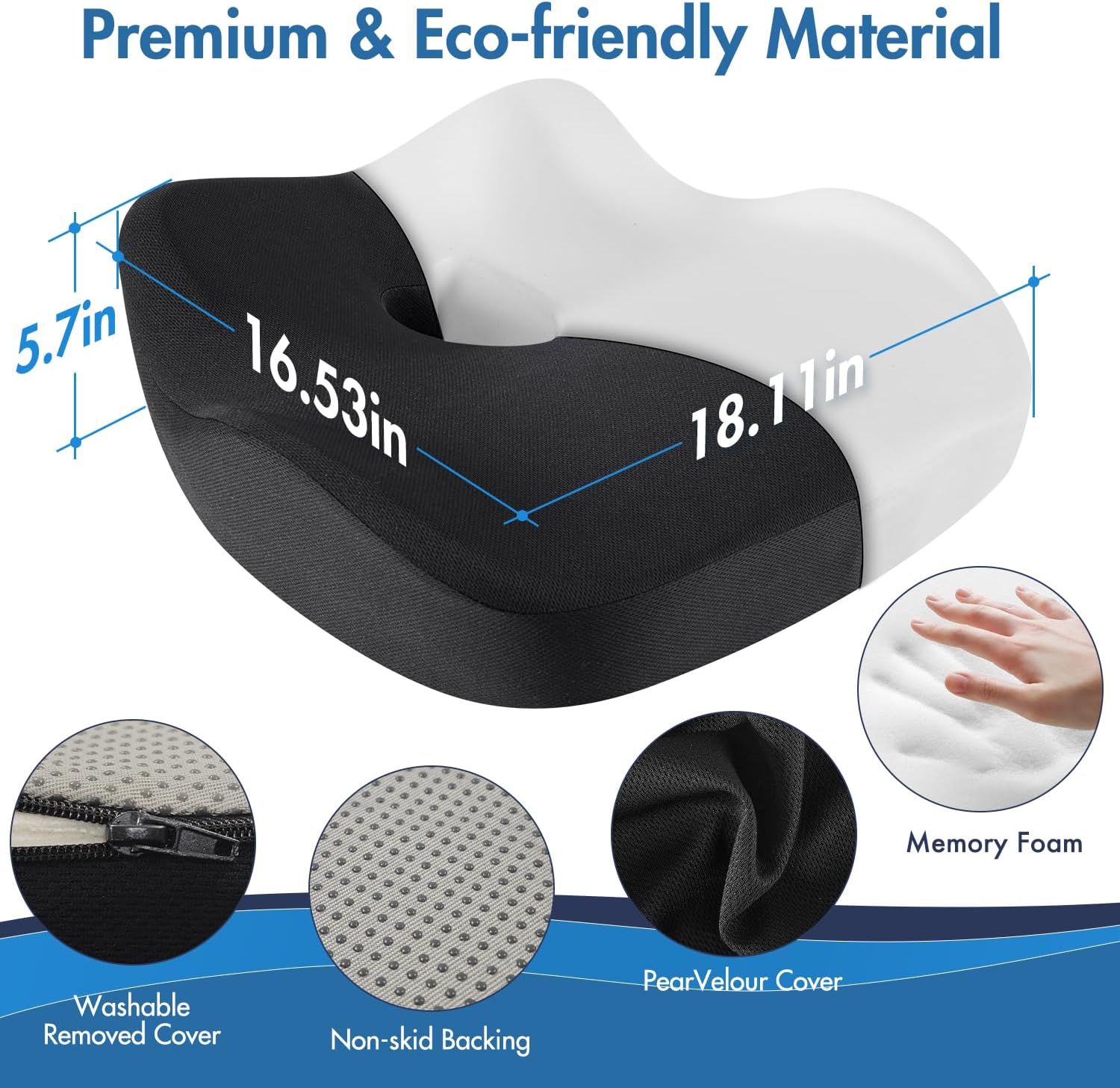 Thumbnail 1 de SKYNY Memory Foam Seat Cushion Tailbone Relief