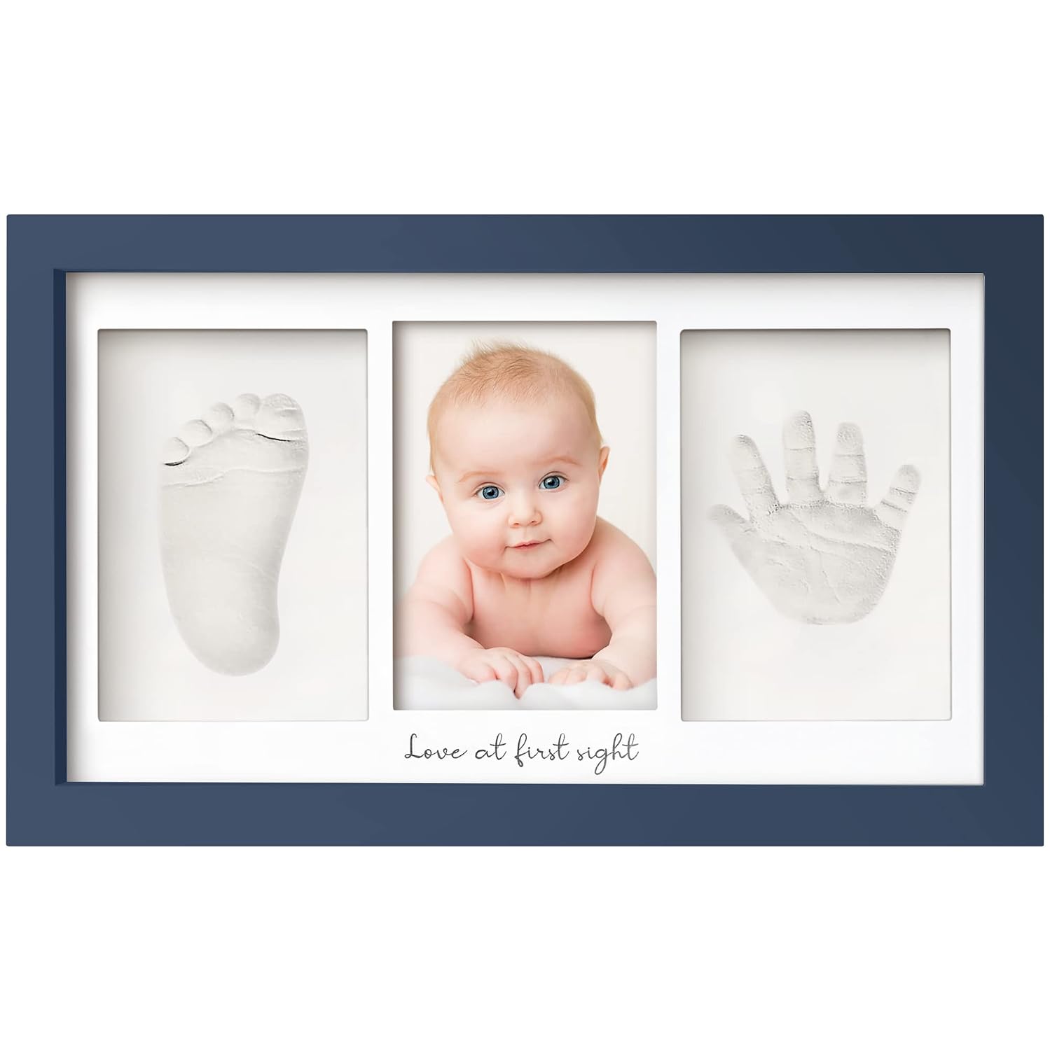 Detalle de KeaBabies Baby Hand and Footprint Kit - Clay Keepsake Frame in Midnight Blue