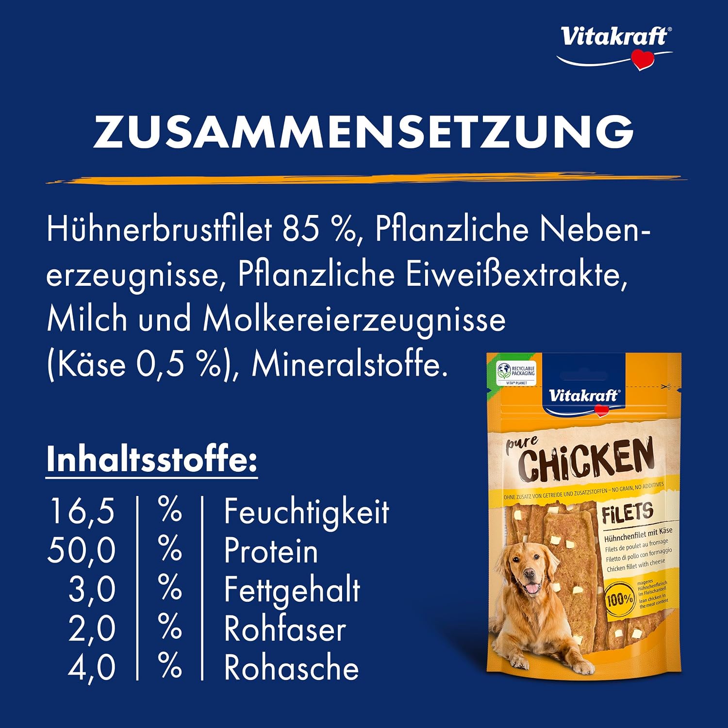 Detalle 2 de Vitakraft Pure Chicken Filets 9×80 g