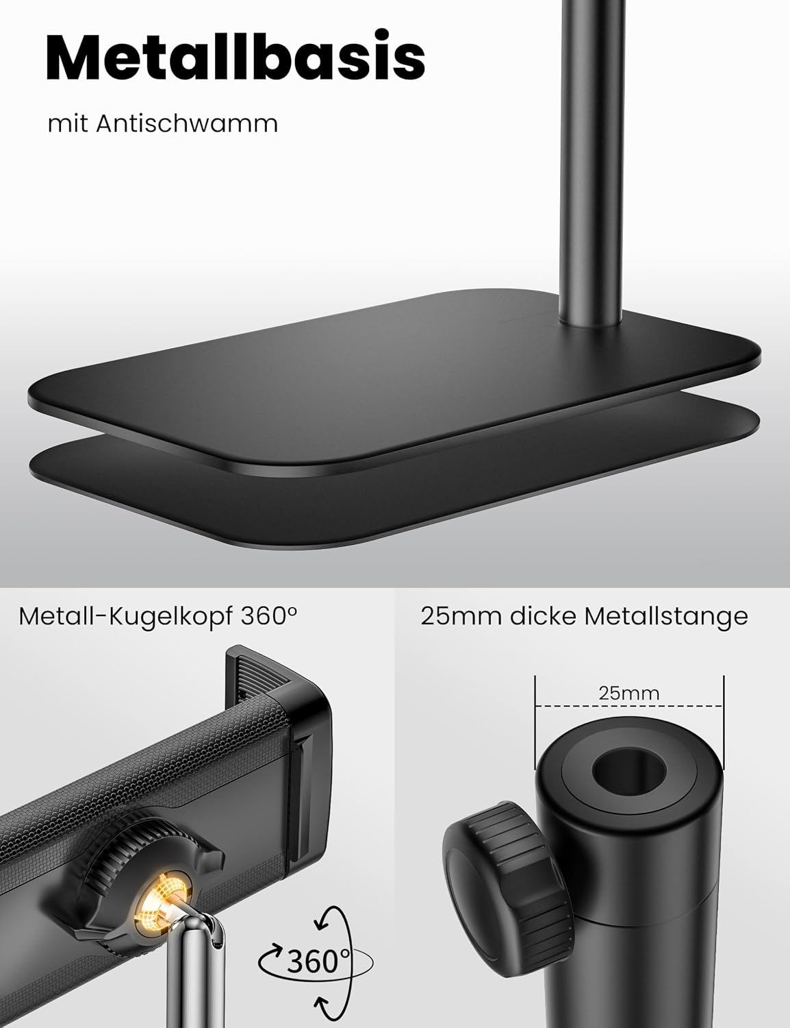 Thumbnail 6 de TabHolderix Tablet Bodenständer – 360° drehbar und verstellbar für 4,7–12,9 Zoll Geräte