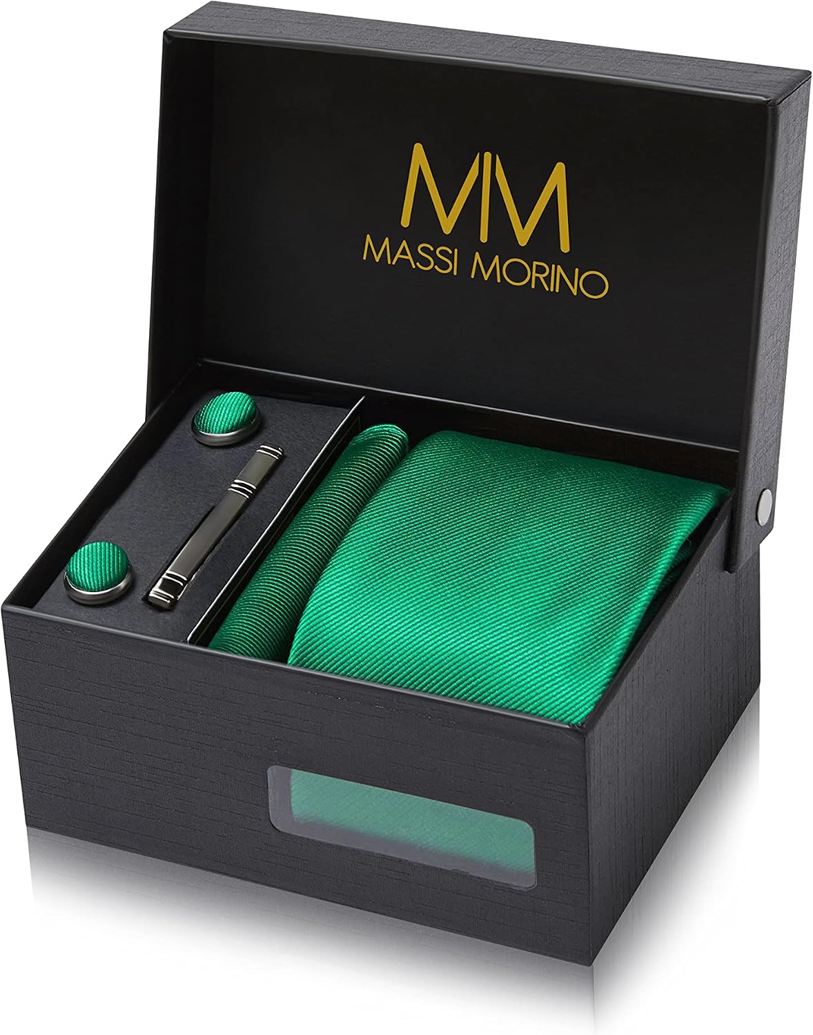 Detalle de Massi Morino stropdassenset met pochet, manchetknopen en dasspeld