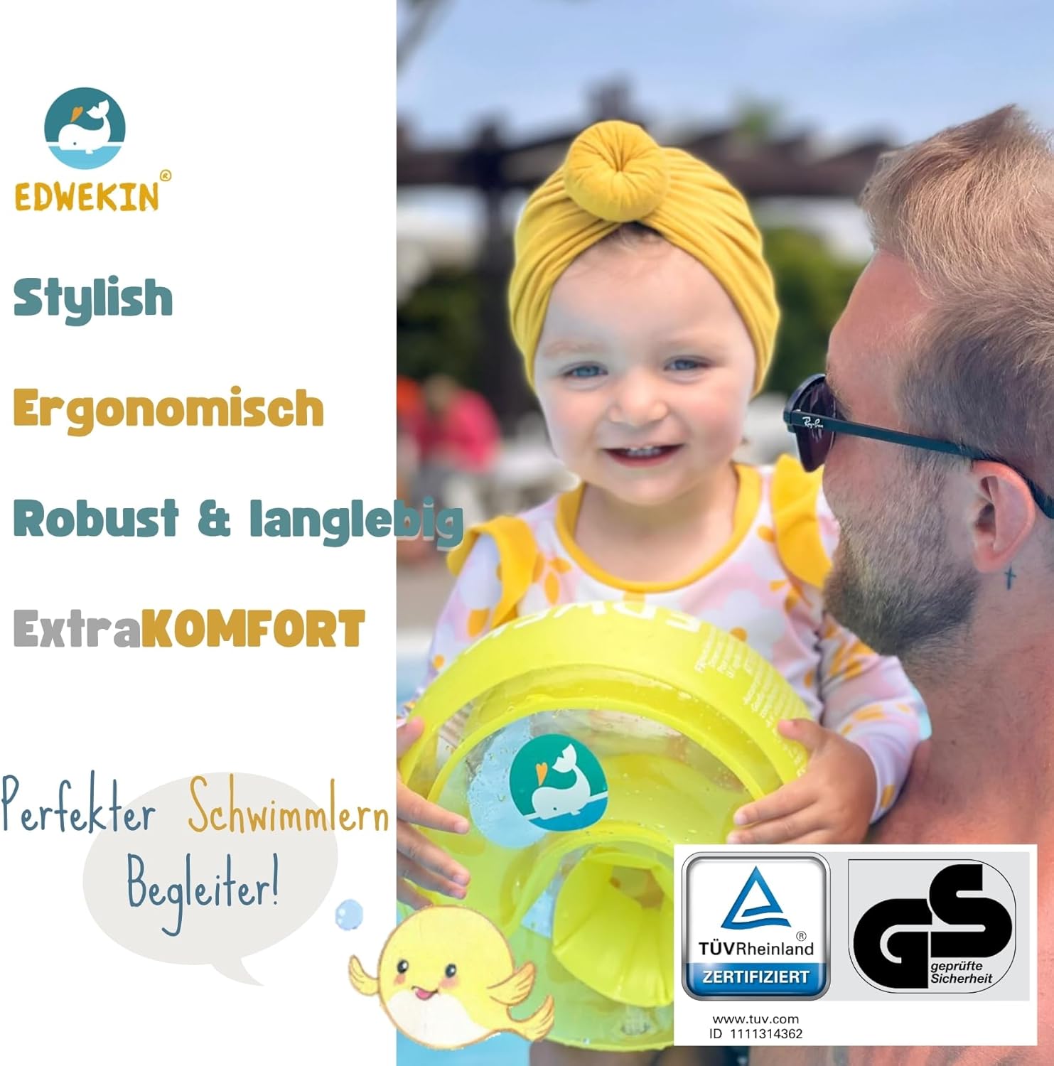 Thumbnail 3 de EDWEKIN Premium Schwimmflügel für Kinder 1–6 Jahre 🏊