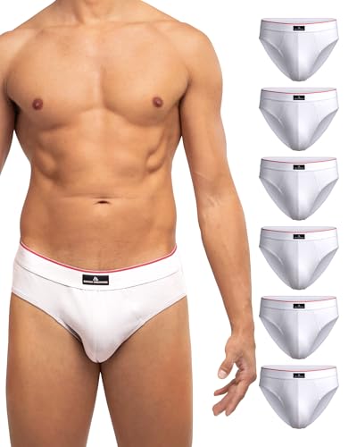 Detalle de DANISH ENDURANCE Calzoncillos Hombre Slip XL – Pack 3 o 6 en blanco y rojo