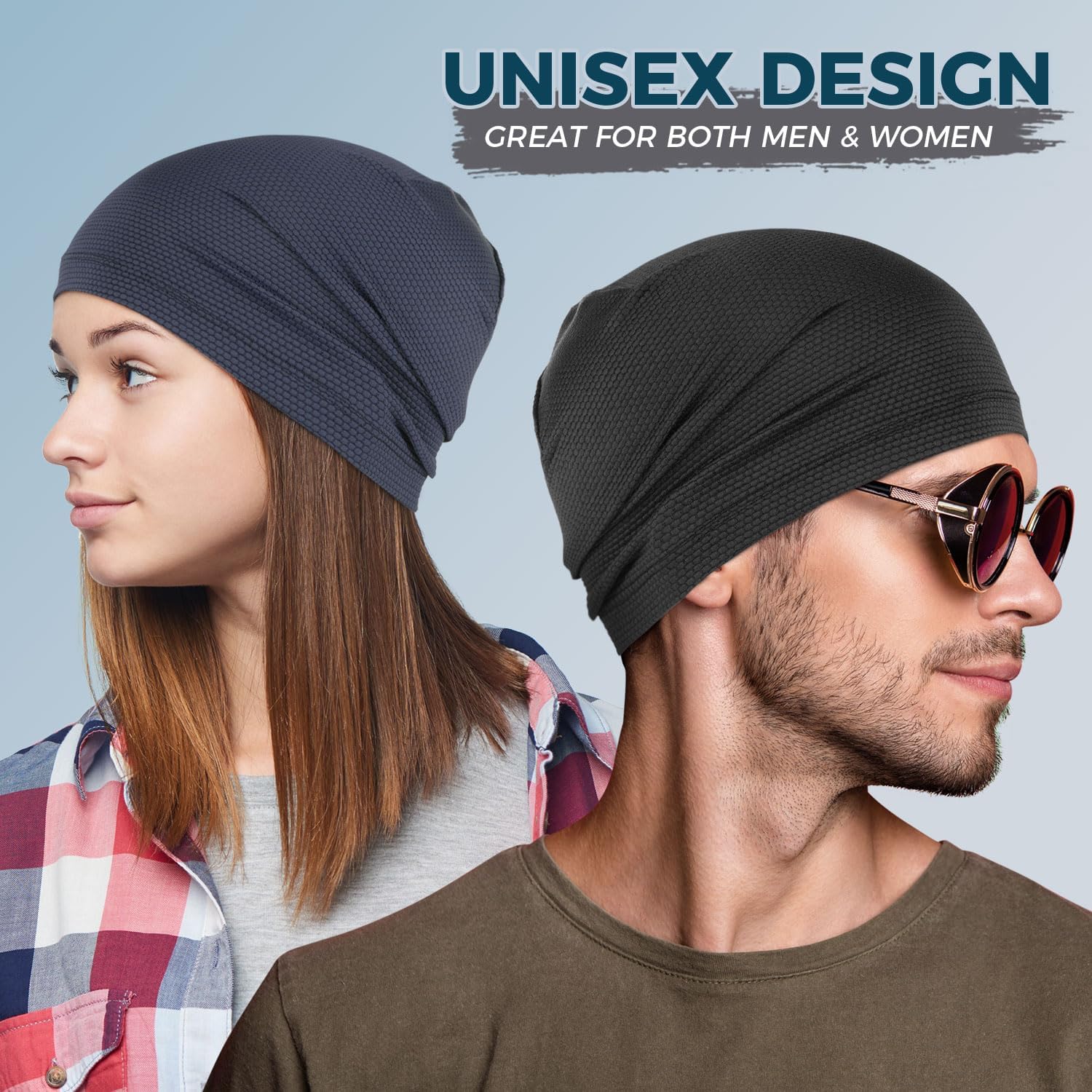 Detalle de WTACTFUL cooling skull caps (1 or 2 pack) – breathable 3D mesh headwear for running, cycling & gym