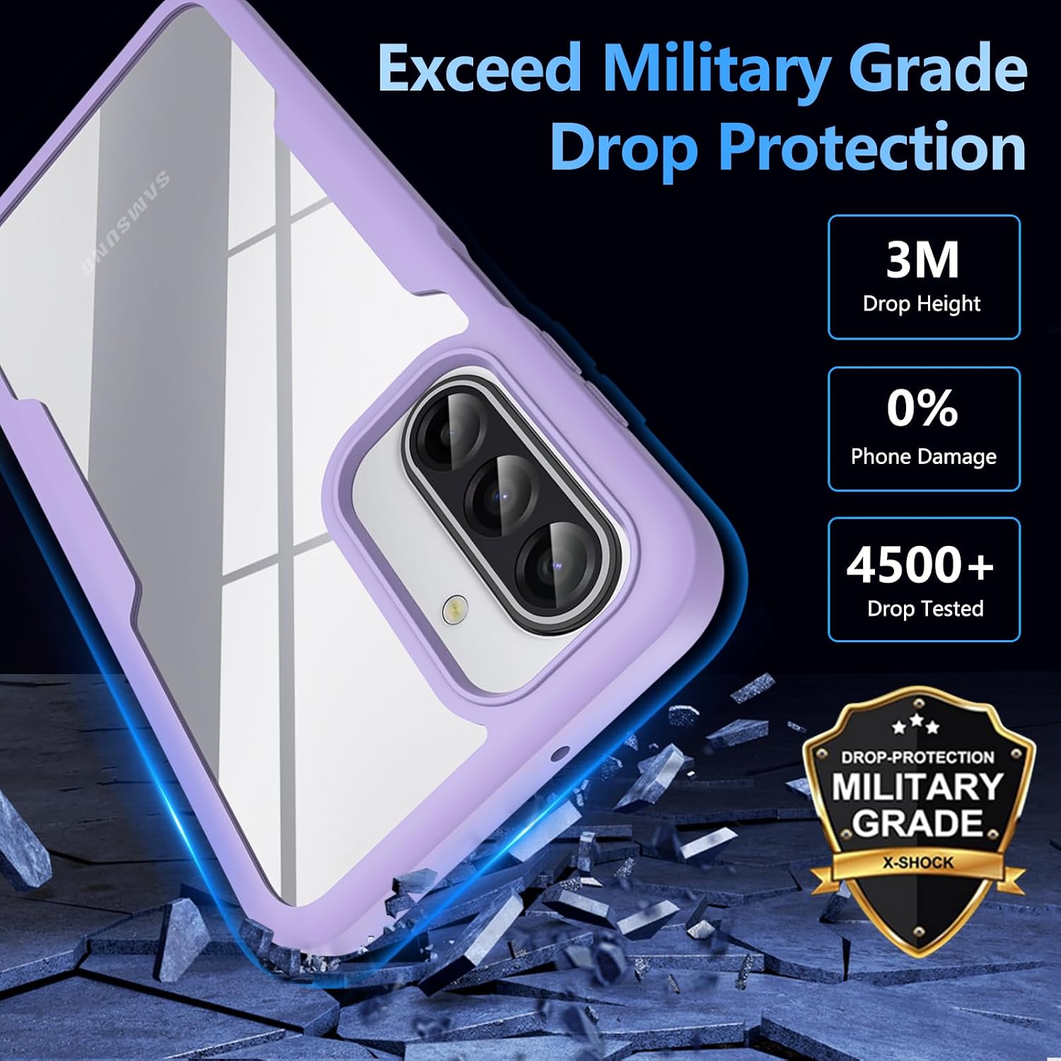 Thumbnail 2 de Hensinple Samsung A17 Case with Built-in Screen Protector — 360° Military-Grade Protection (Violet)