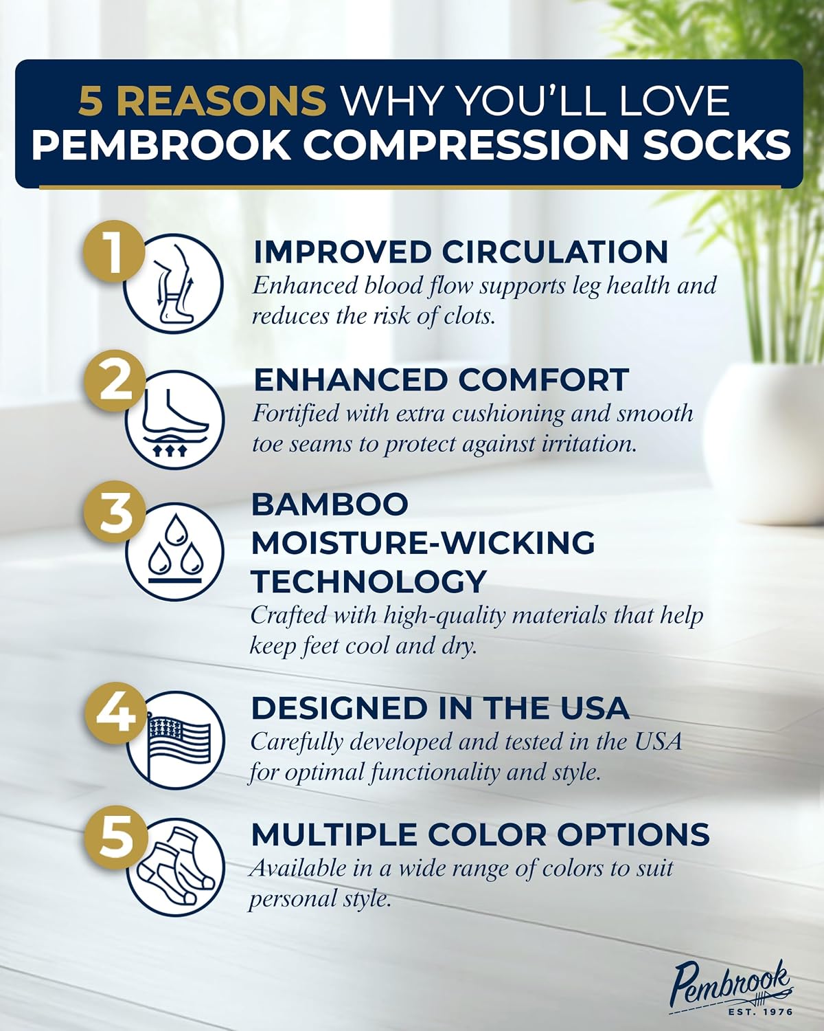 Thumbnail 1 de Pembrook Bamboo Viscose Light Compression Socks – 3 Pairs