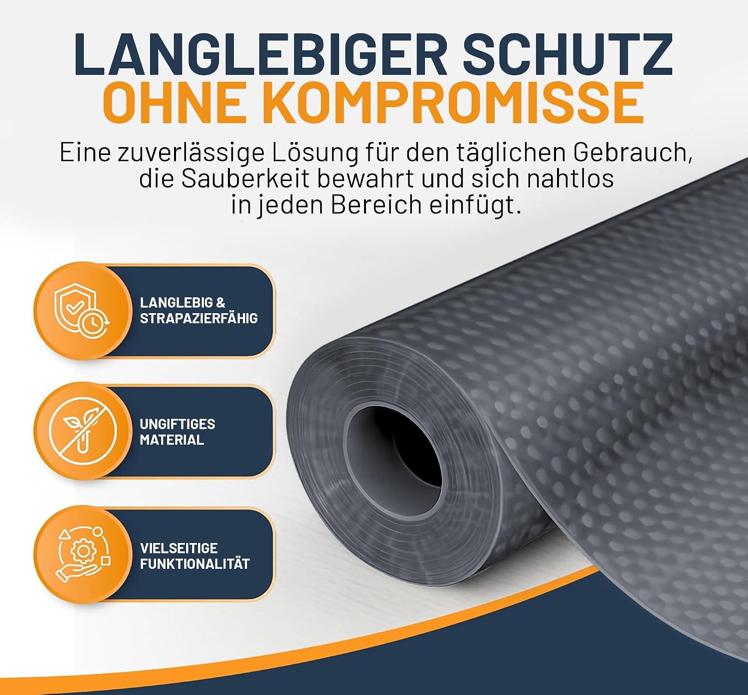 Detalle de Linda's Essentials Schubladenmatte (60 x 500 cm) – rutschhemmende Schrankfolie aus EVA, zuschneidbar in Grau