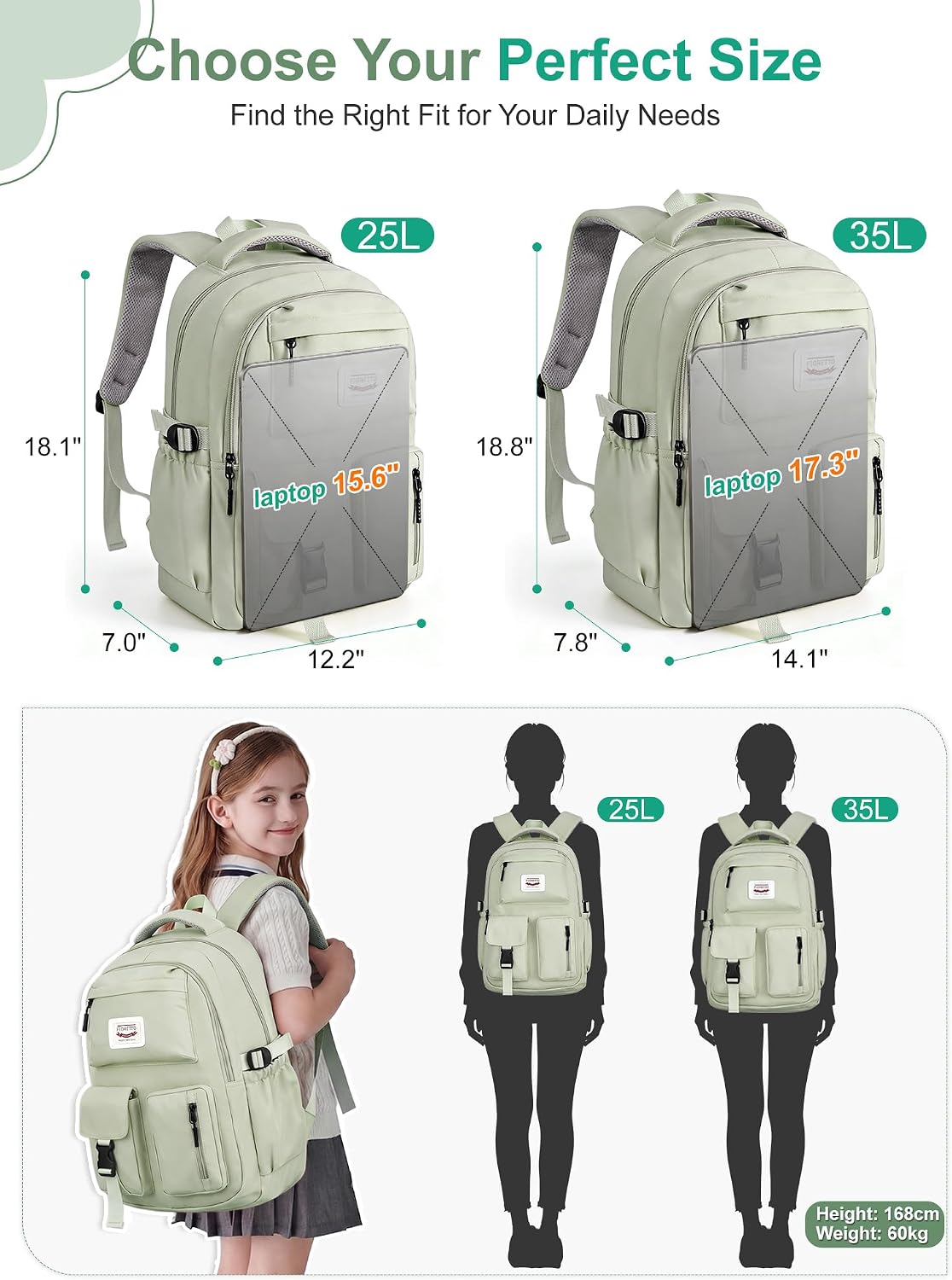 Thumbnail 5 de FIORETTO Lightweight School Backpack for Women