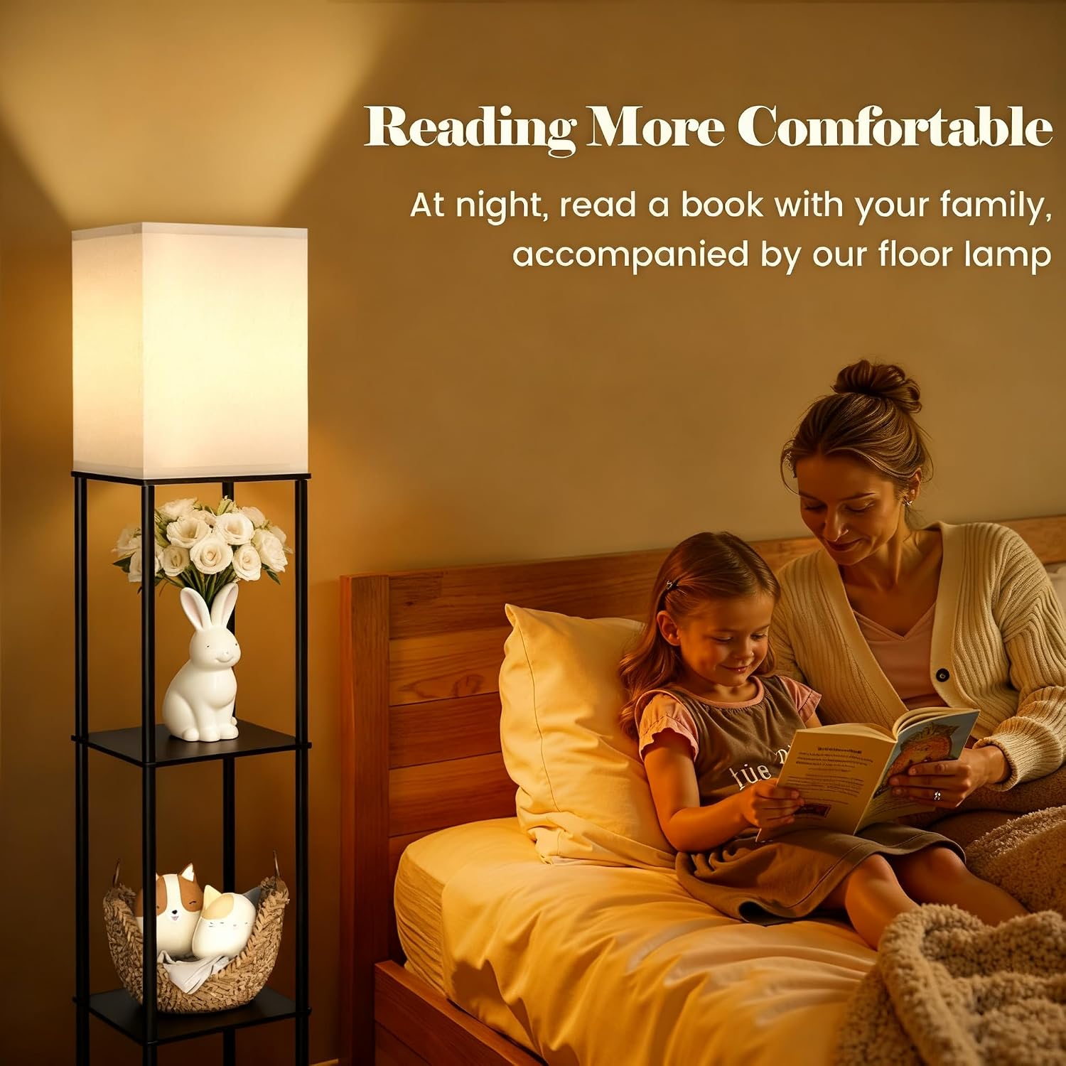Detalle 2 de SyncGlow Floor Lamp with 3-Tier Shelves and 3-CCT LED Lighting