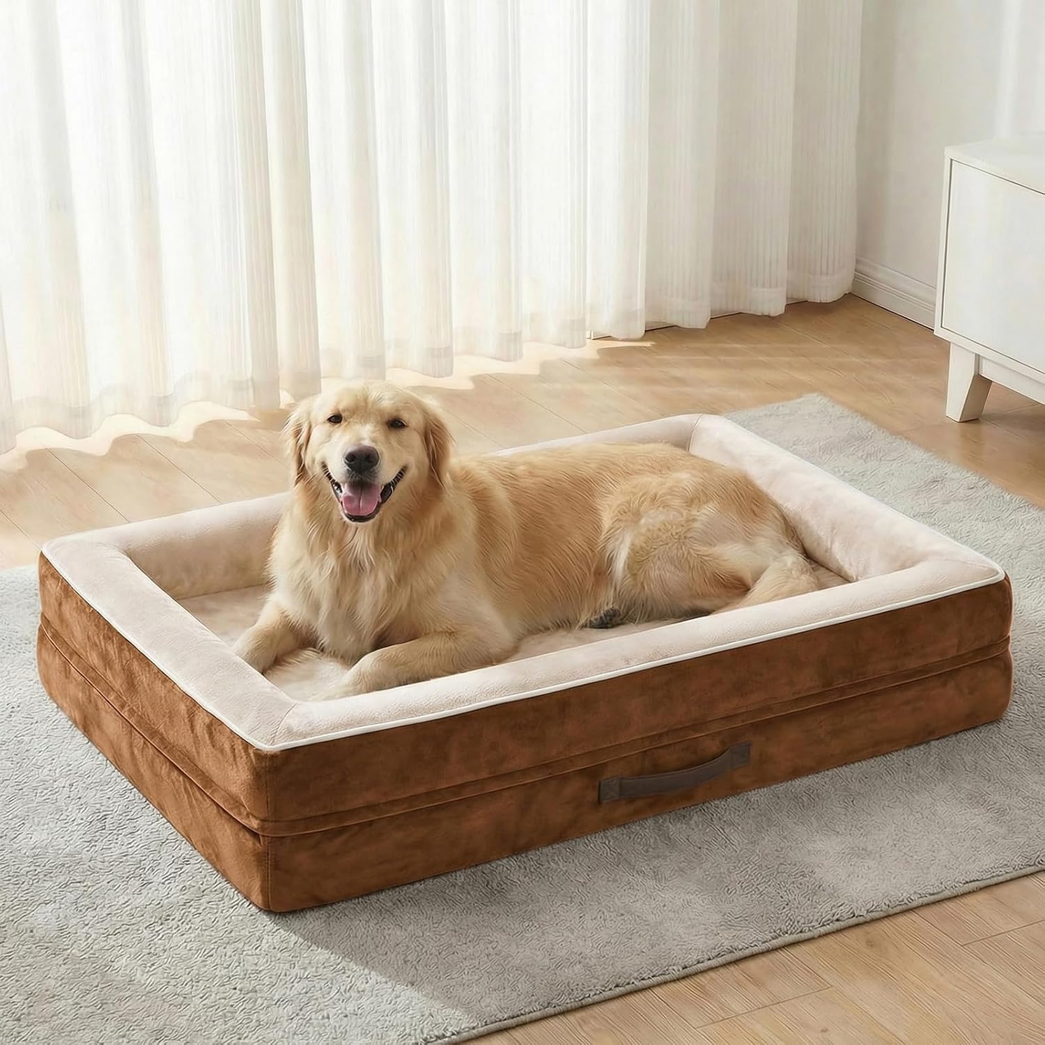 Detalle de Renvix XL Orthopedic Dog Bed: Waterproof, Removable Cover, 117x76x19cm