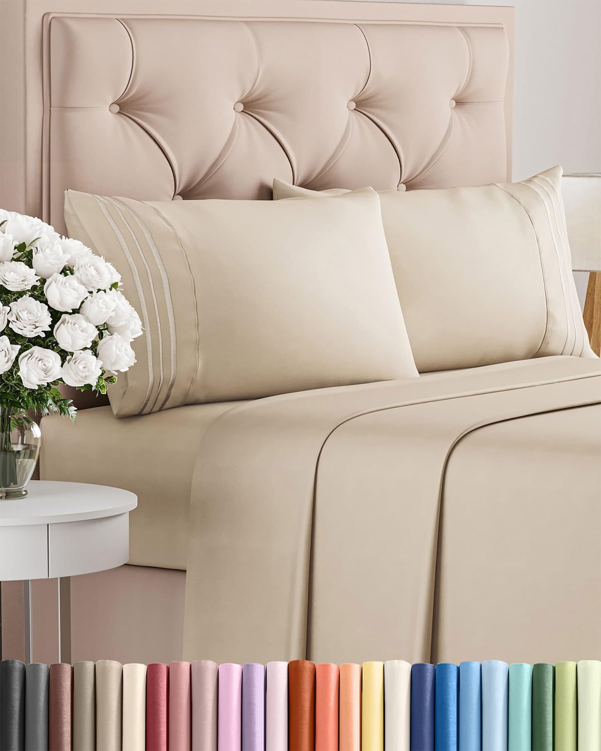 Detalle de King 4-Piece Sheet Set with Deep Pockets