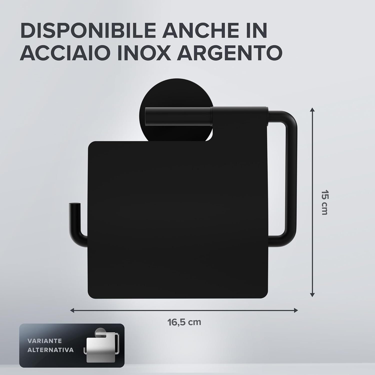 Thumbnail 2 de ovimar Heroya portarotolo per foratura nero: portarotolo in acciaio inox con coperchio e chiusura ammortizzata