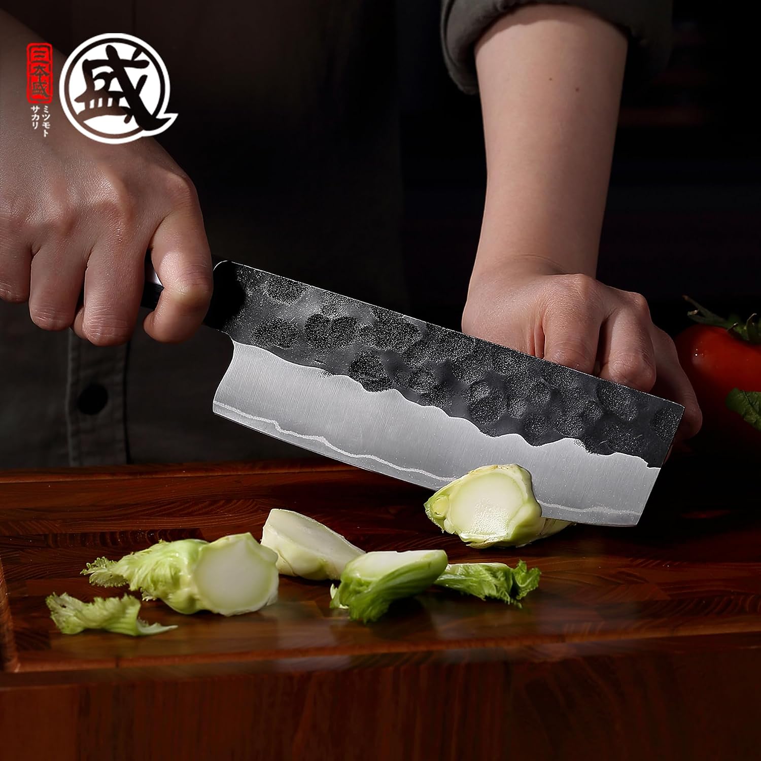 Detalle 2 de MITSUMOTO SAKARI MS-1991-G-IT Nakiri Knife, 16.5 cm S301 Steel Blade