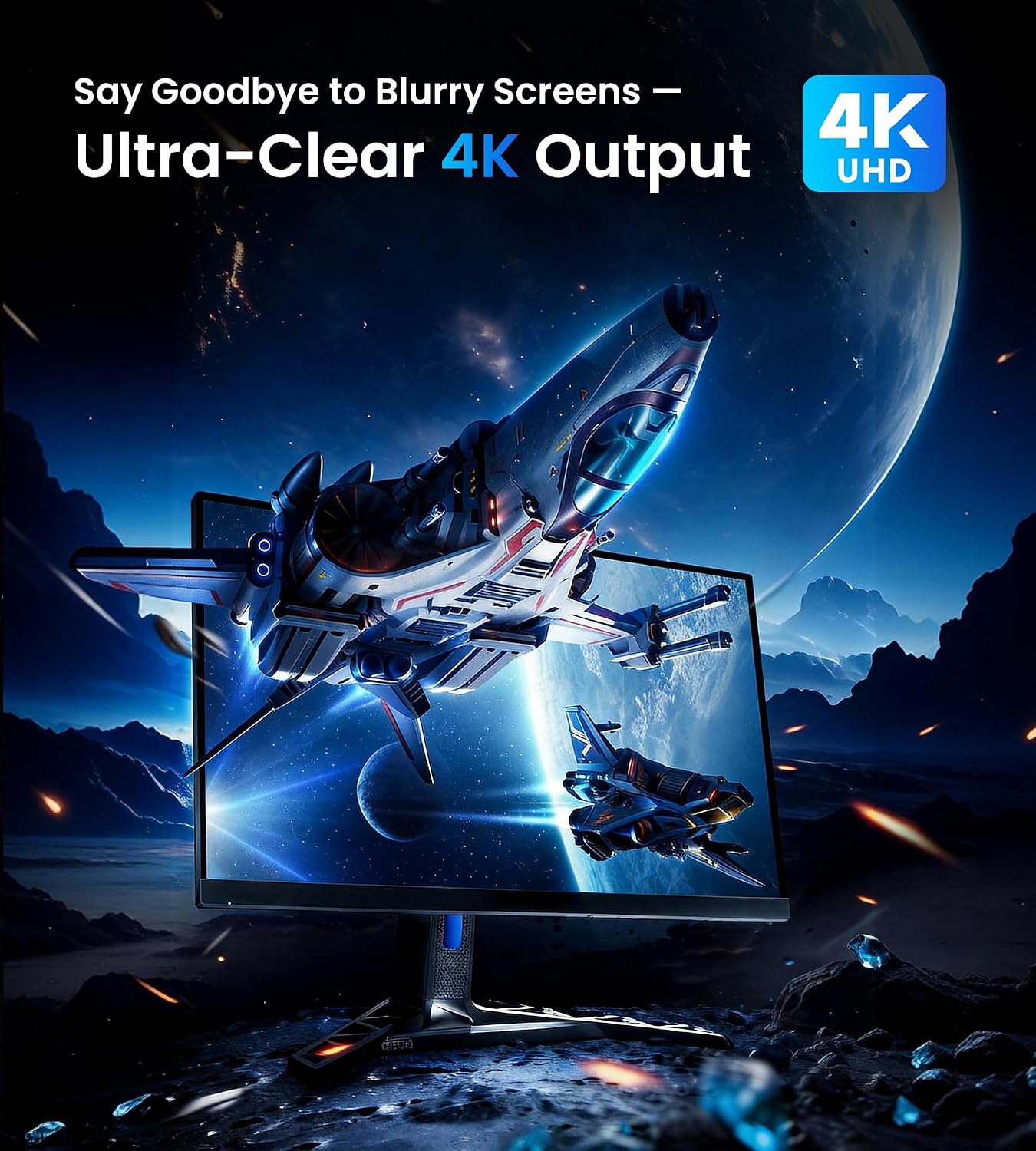 Detalle de NEWCARE HDMI Splitter 1 auf 4 (4K) – HDMI-Verteiler für 4 Bildschirme gleichzeitig (1 Eingang, 4 Ausgänge)