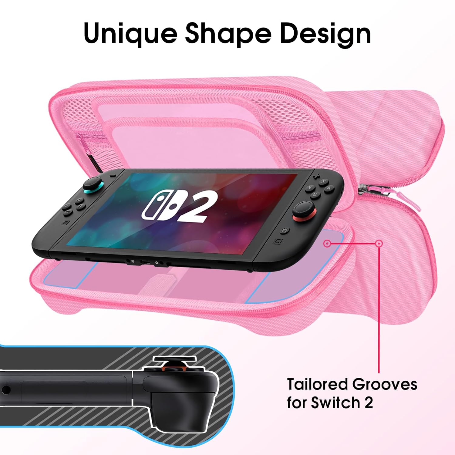 Detalle de FINTIE Tasche für Nintendo Switch 2 (2025) – Hartschale EVA, Mikrofaser-Innenseite und Spielkartenhalter