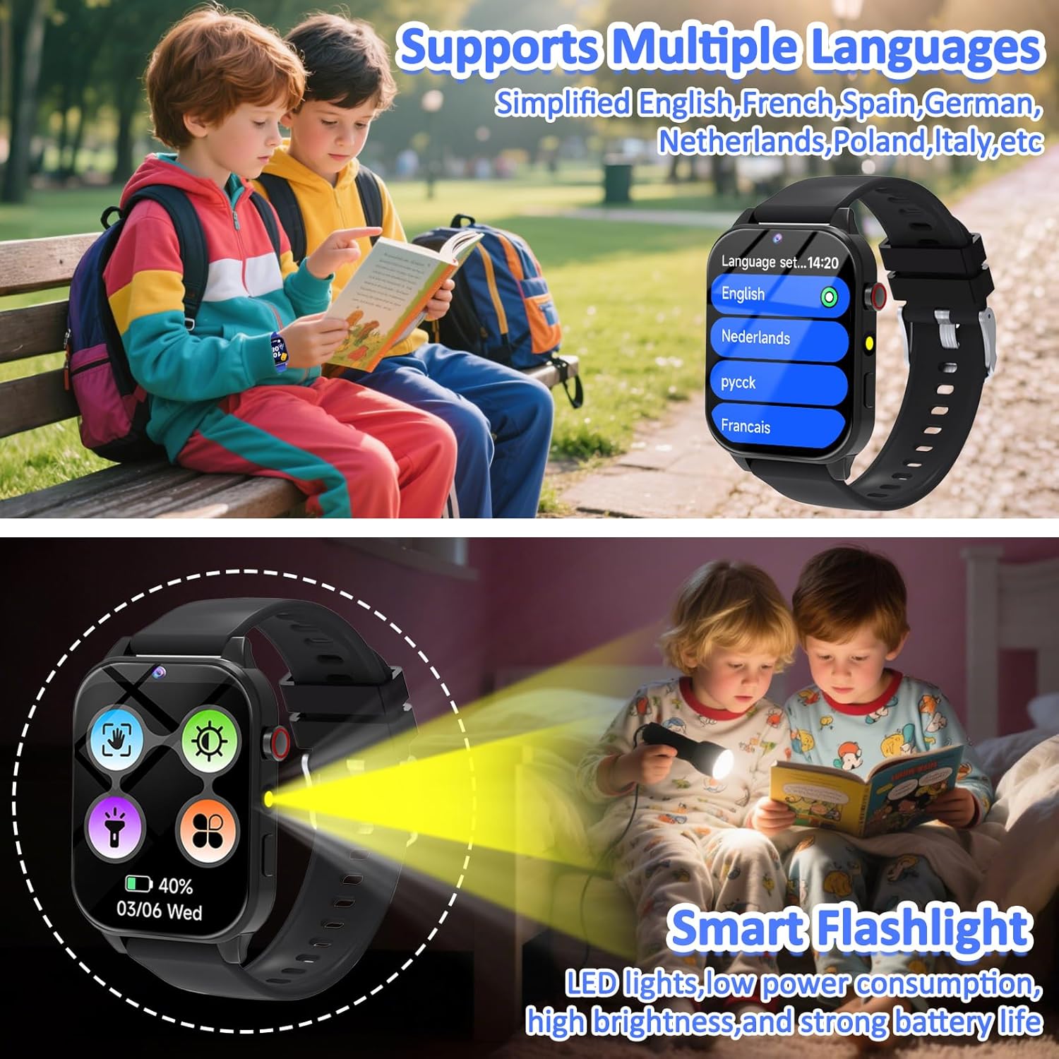 Thumbnail 5 de Kaacly Kids Smart Watch for Girls & Boys (Black) with 1.83-inch DIY Face, Steps Counter & Sleep Monitoring