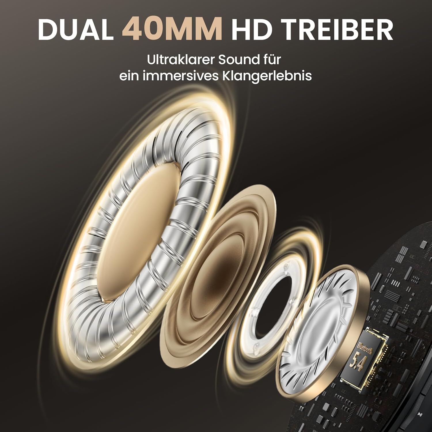 Detalle de DOQAUS Bluetooth Kopfhörer Over Ear – bis zu 90 Std Akku, 9 EQ-Modi, Memory-Protein Ohrpolster