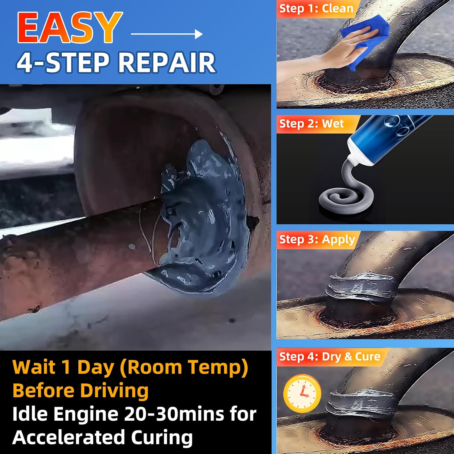 Detalle 1 de NASCA High Temp Exhaust Sealant, 5.3 oz Muffler Repair Paste, 2012°F Heat Resistance