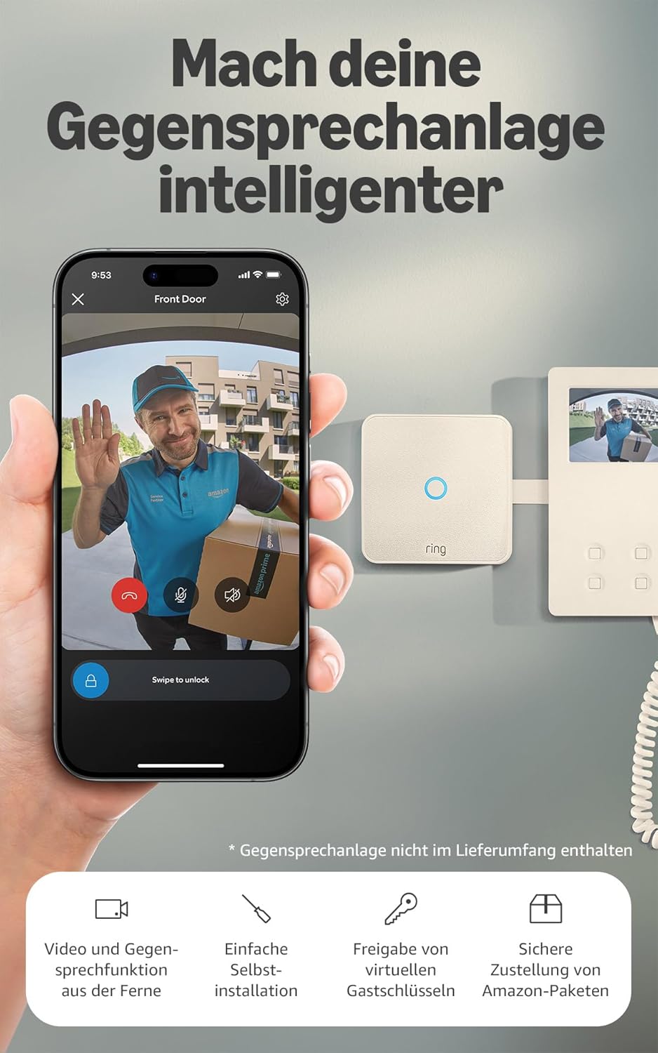 Ring Intercom Video (2025 Release) – Gegensprechanlage mit Video-Streaming, virtuellen Schlüsseln & Fernzugriff zur Selbstinstallation