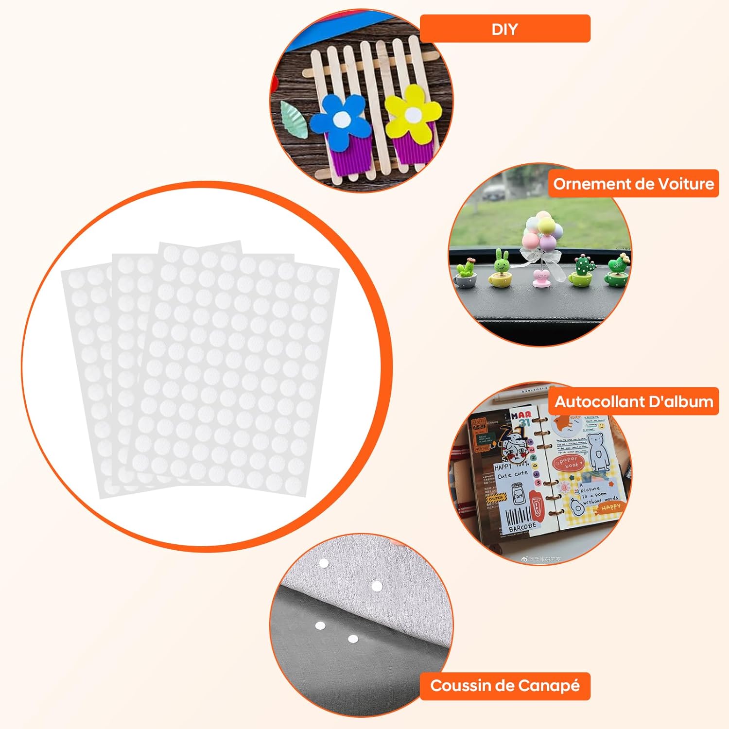 Thumbnail 4 de Vinabo 540 paires de pastilles adhésives rondes 10 mm 🧷