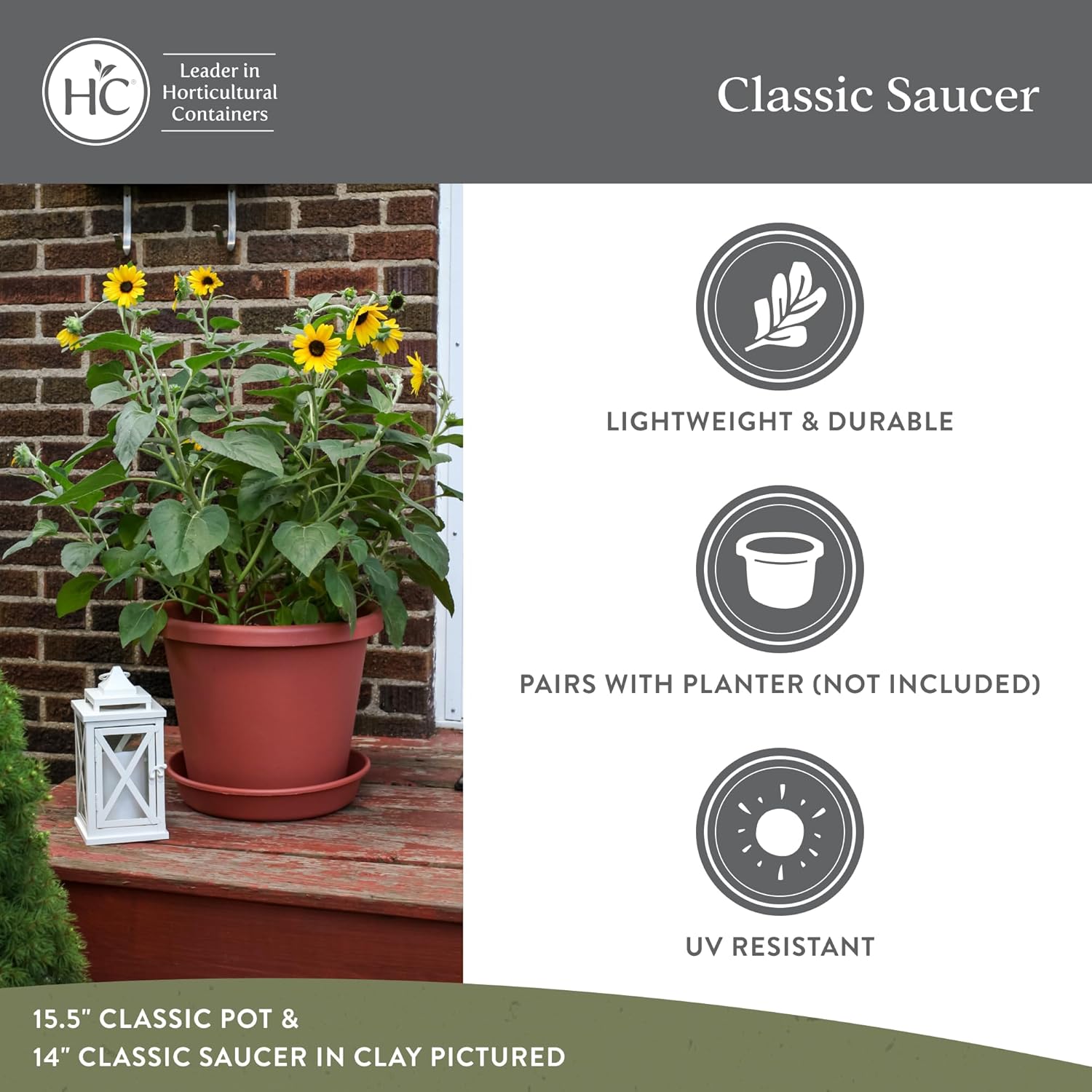 Thumbnail 2 de The HC Companies Flower Pot Saucers: 16-inch Black Plastic Plant Drip Tray for Indoor/Outdoor Use