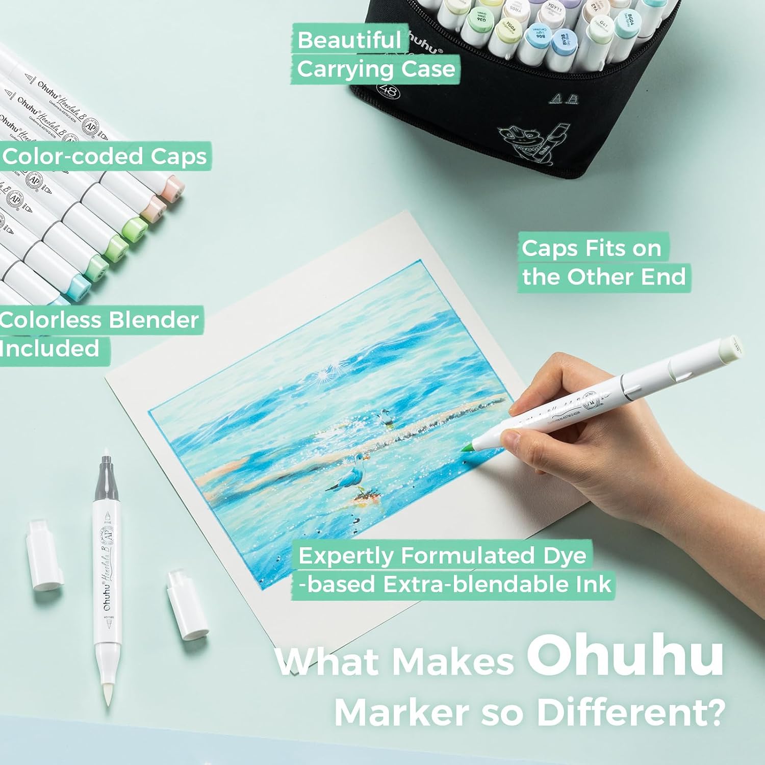 Thumbnail 6 de Ohuhu Pastel Markers 48 set for illustration 🎨
