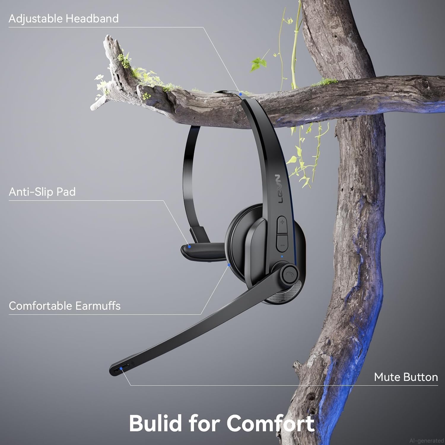 Thumbnail 4 de LEVN Wireless Headset with Mic for Work