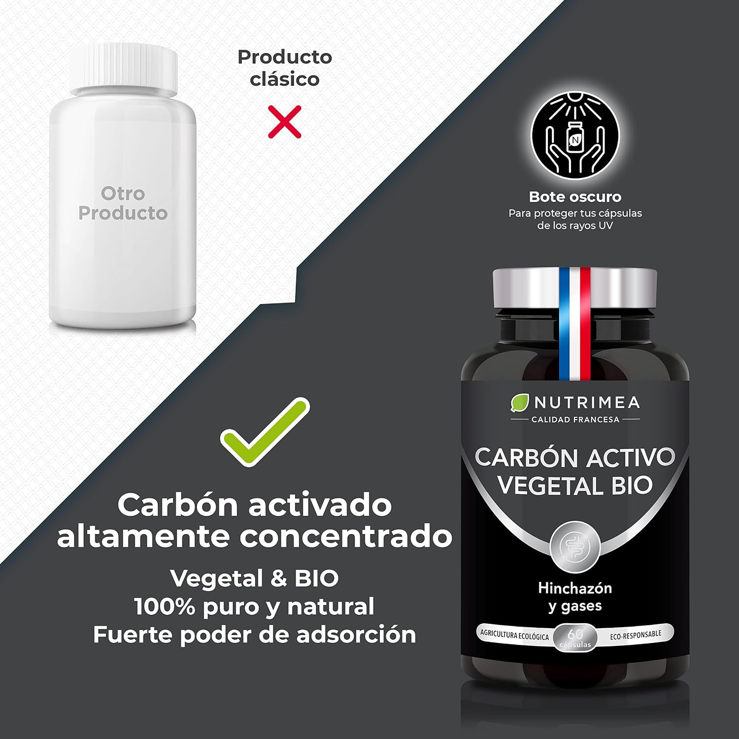Detalle de CARBÓN ACTIVO Vegetal BIO 60 cápsulas