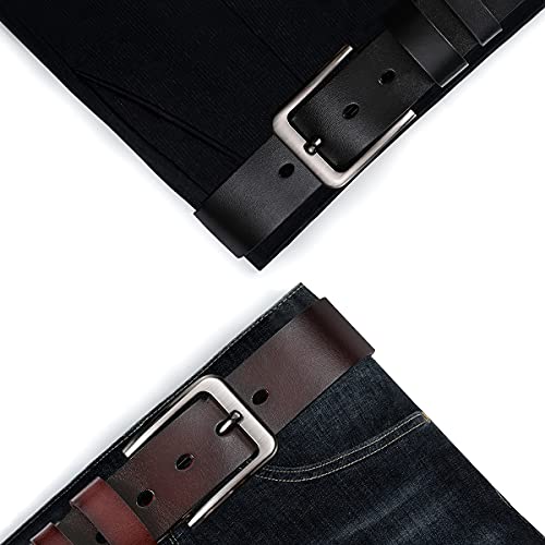 Detalle de VRLEGEND ceinture homme en cuir véritable marron, 140 cm, largeur 3,8 cm