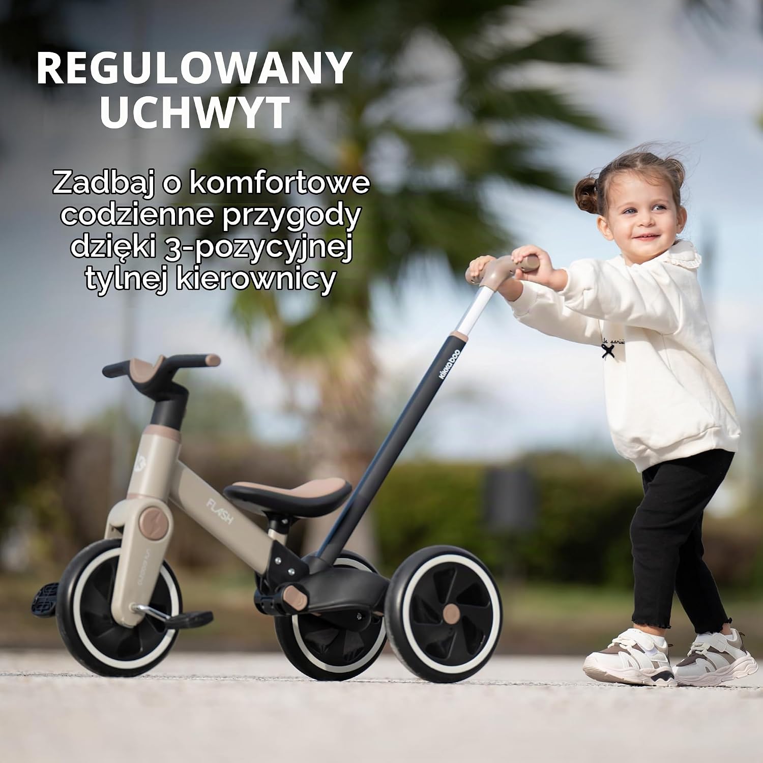 Detalle de KikkaBoo FLASH – trójkołowy rowerek 5 w 1 z rączką i kołami EVA