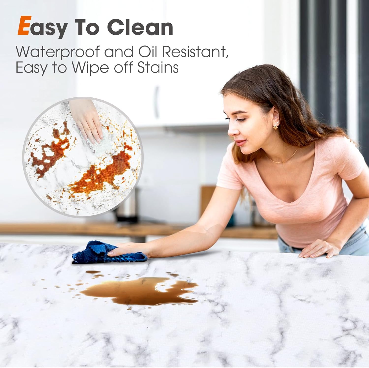 Detalle de ALIUNI Drawer and Shelf Liner Non-Slip White Marble 24 in x 30 ft