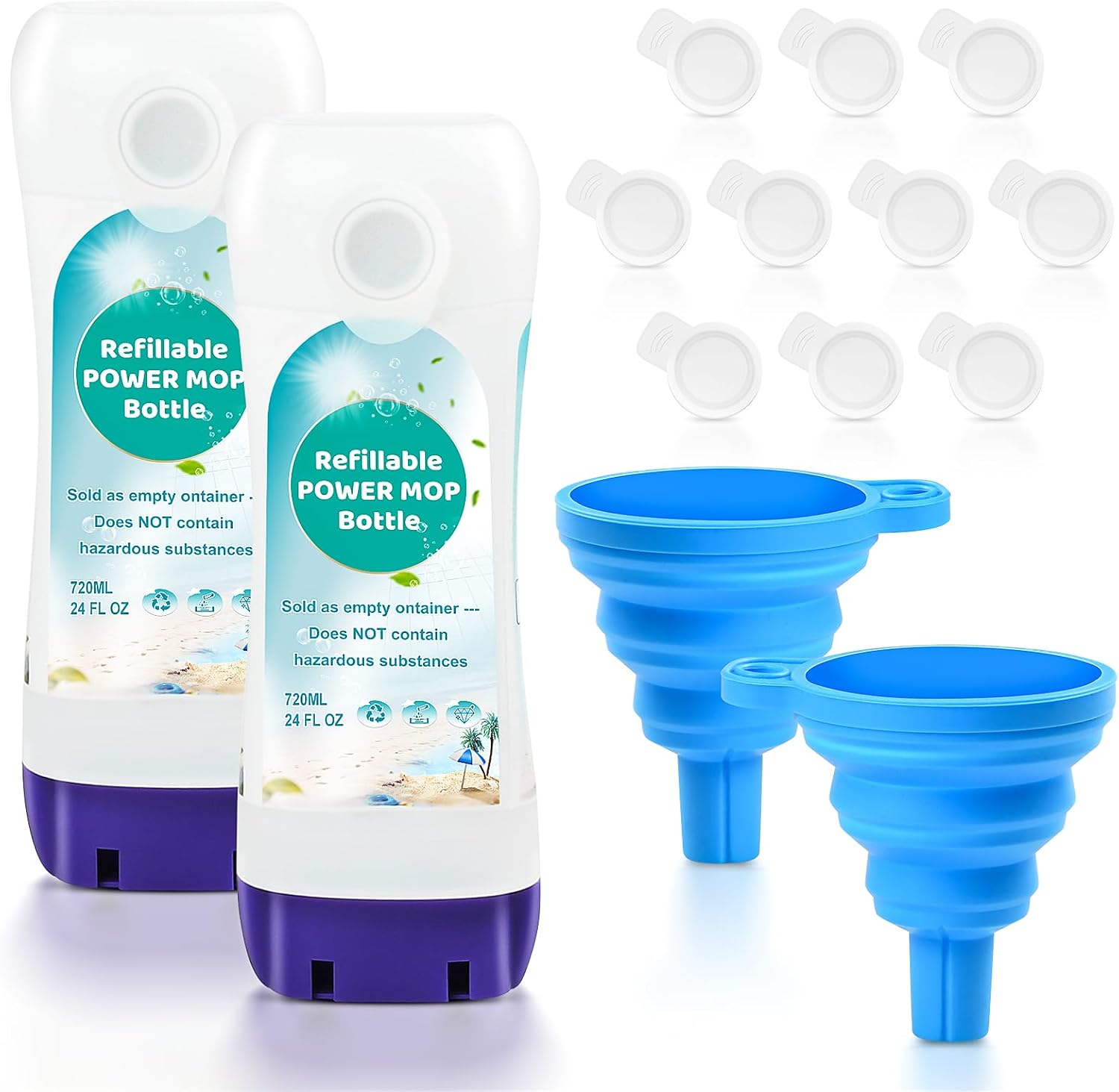 Detalle de Bisenkud PM-Bottle-2P Refillable Bottles for Swiffer Power Mop, 720 mL, 2-Pack