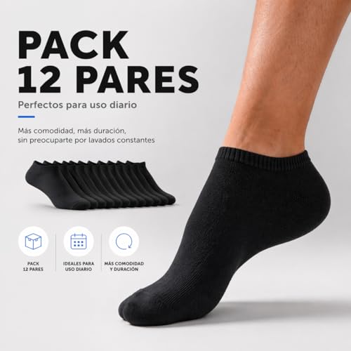 Detalle 2 de PS PROUTHS 12 Pares: Calcetines tobilleros 90% algodón para hombre y mujer