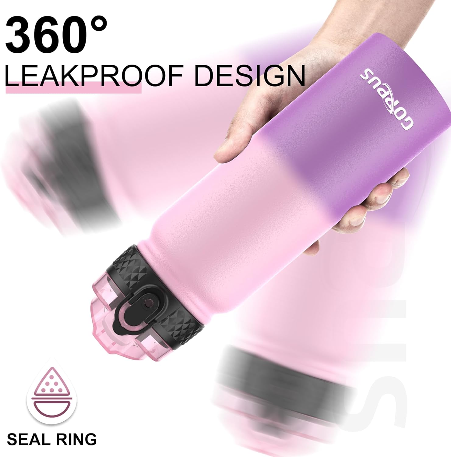 Thumbnail 2 de GOPPUS 600ml Stainless Steel Water Bottle with Straw — Double Wall Insulation, Leakproof Flip Top Lid