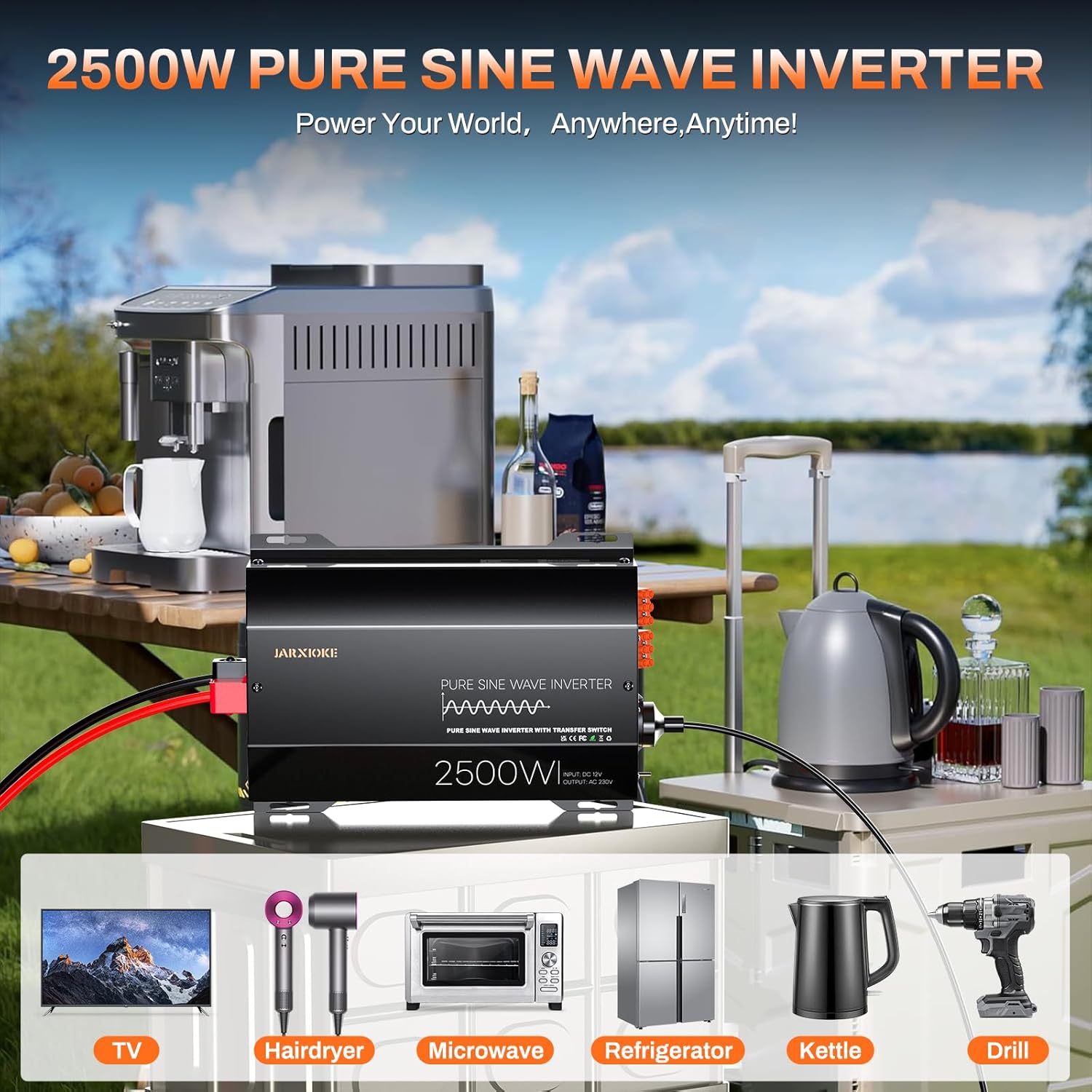 Thumbnail 3 de Inverter 12 V a 230 V 2500 W con onda sinusoidale pura e commutatore di trasferimento con telecomando LCD