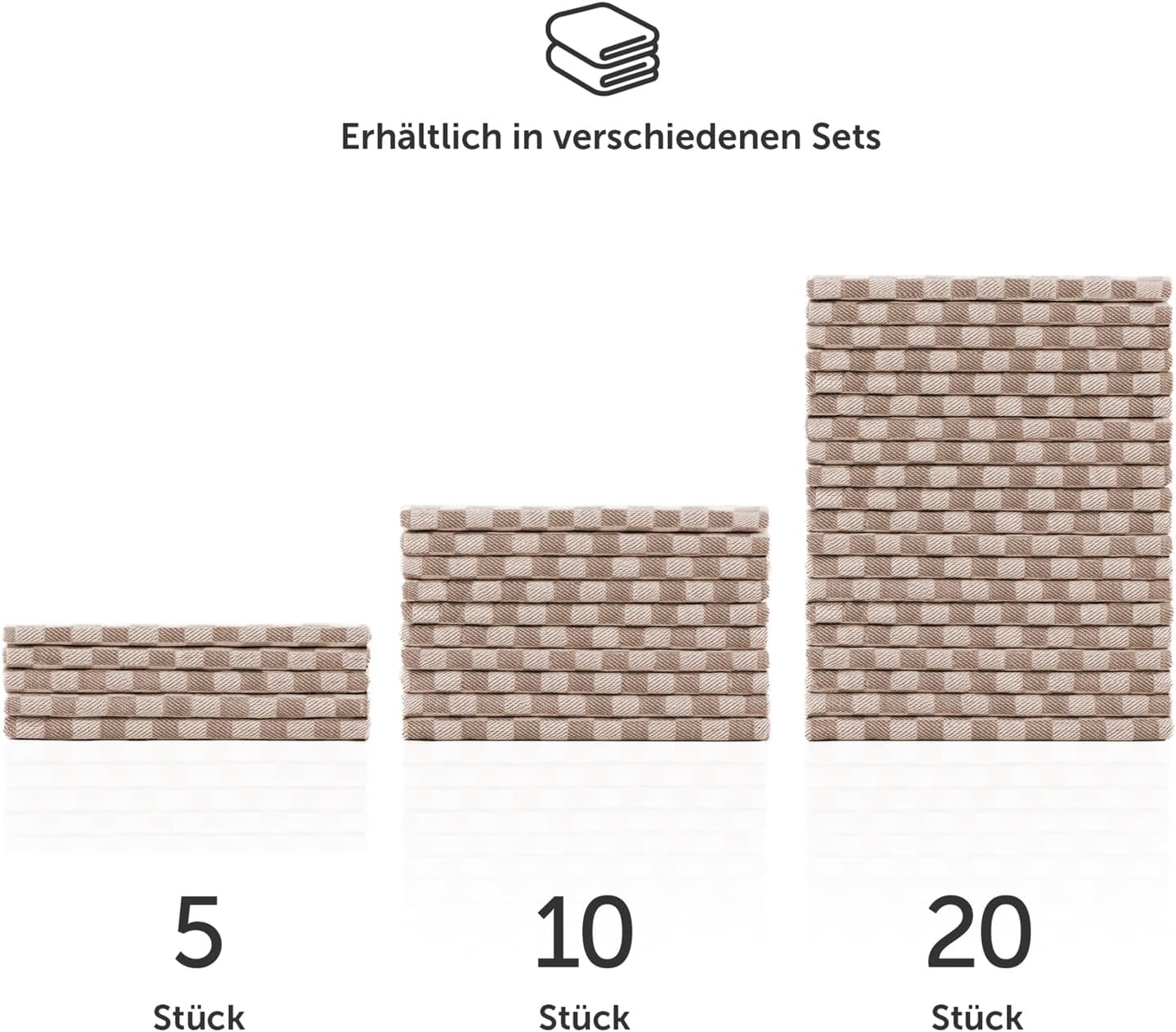 Detalle de Blumtal Geschirrtücher Baumwolle 50x70 cm im 5er Set – Oeko-TEX, waschbar 95 °C, braun