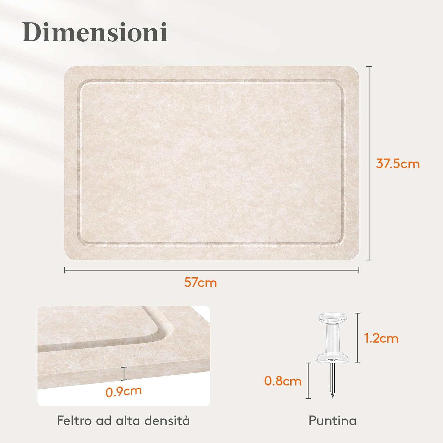 Thumbnail 3 de Lifewit bacheca in feltro pieghevole adesiva 57 x 37,5 cm (beige avena) con 20 puntine