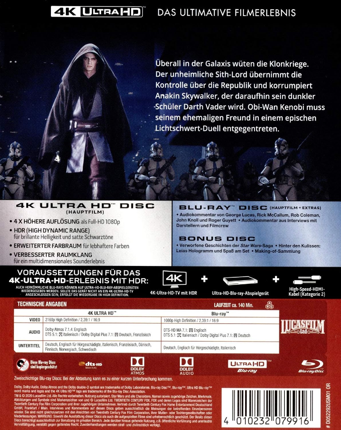 Thumbnail 1 de Star Wars Episode III – Die Rache der Sith: 4K UHD + Blu-ray Set (USA)