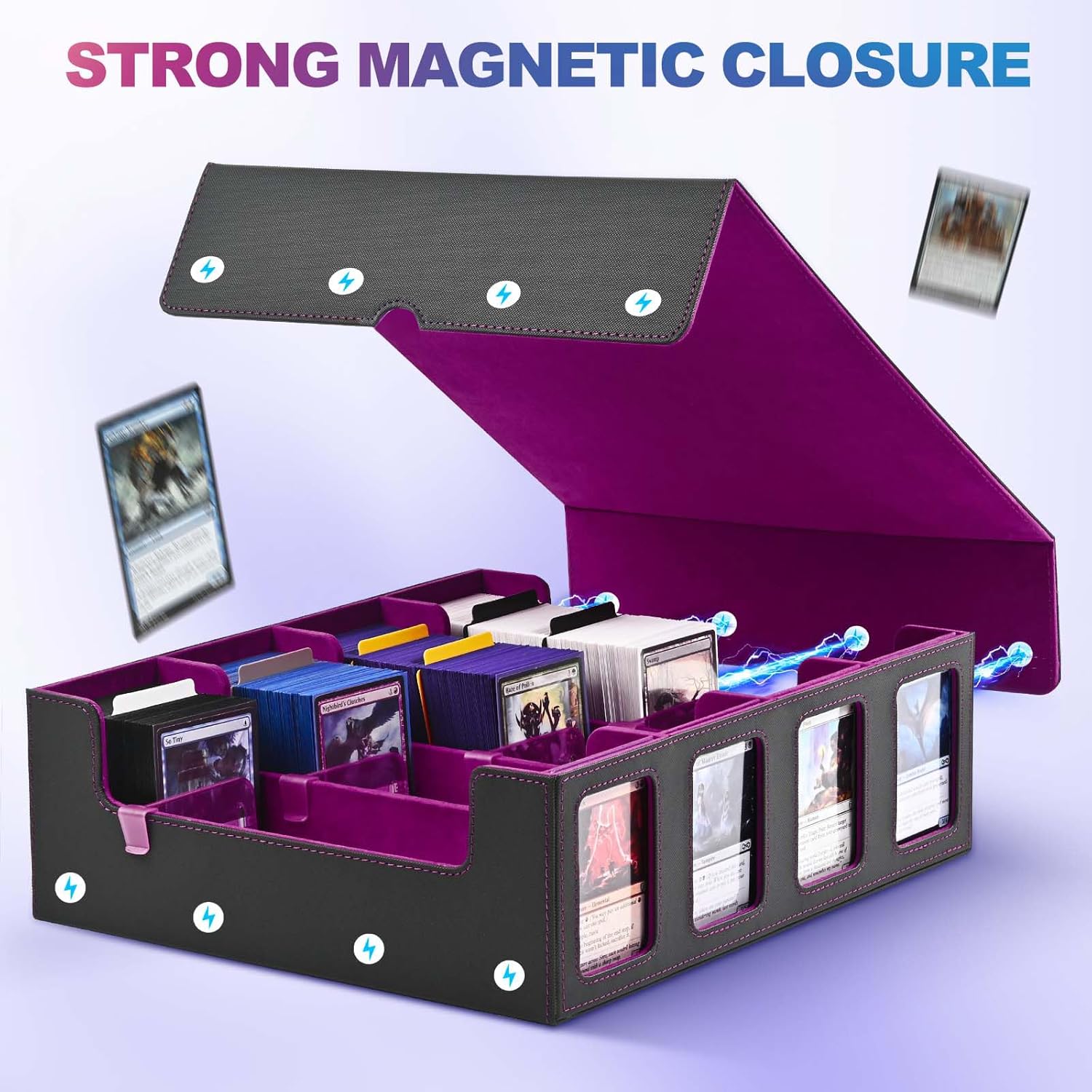 Thumbnail 6 de UAONO Trading Card Storage Box for Commander Display – 2400+ MTG Deck Box, Black & Purple