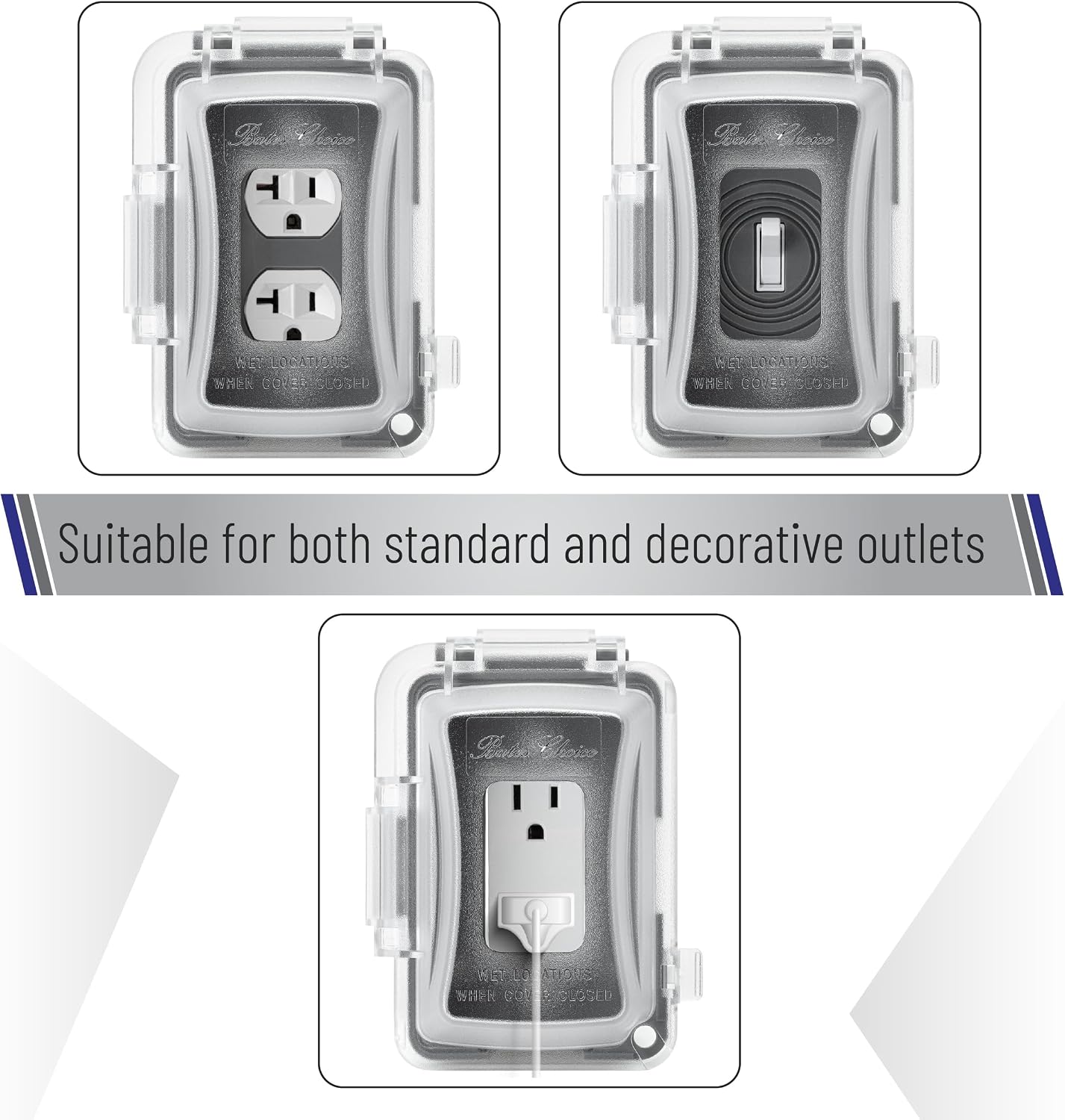 Thumbnail 4 de Bates Choice KEZV003B434VQ Weatherproof 1-Gang Outlet Covers, 3-Pack