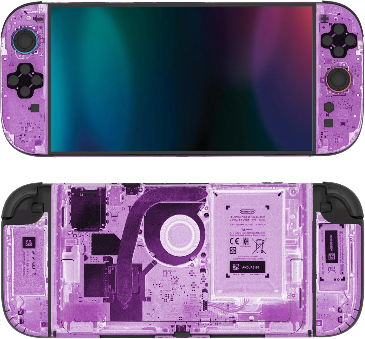 Detalle 2 de PlayVital Full Set Protective Skins for Nintendo Switch 2 Purple Tear Down