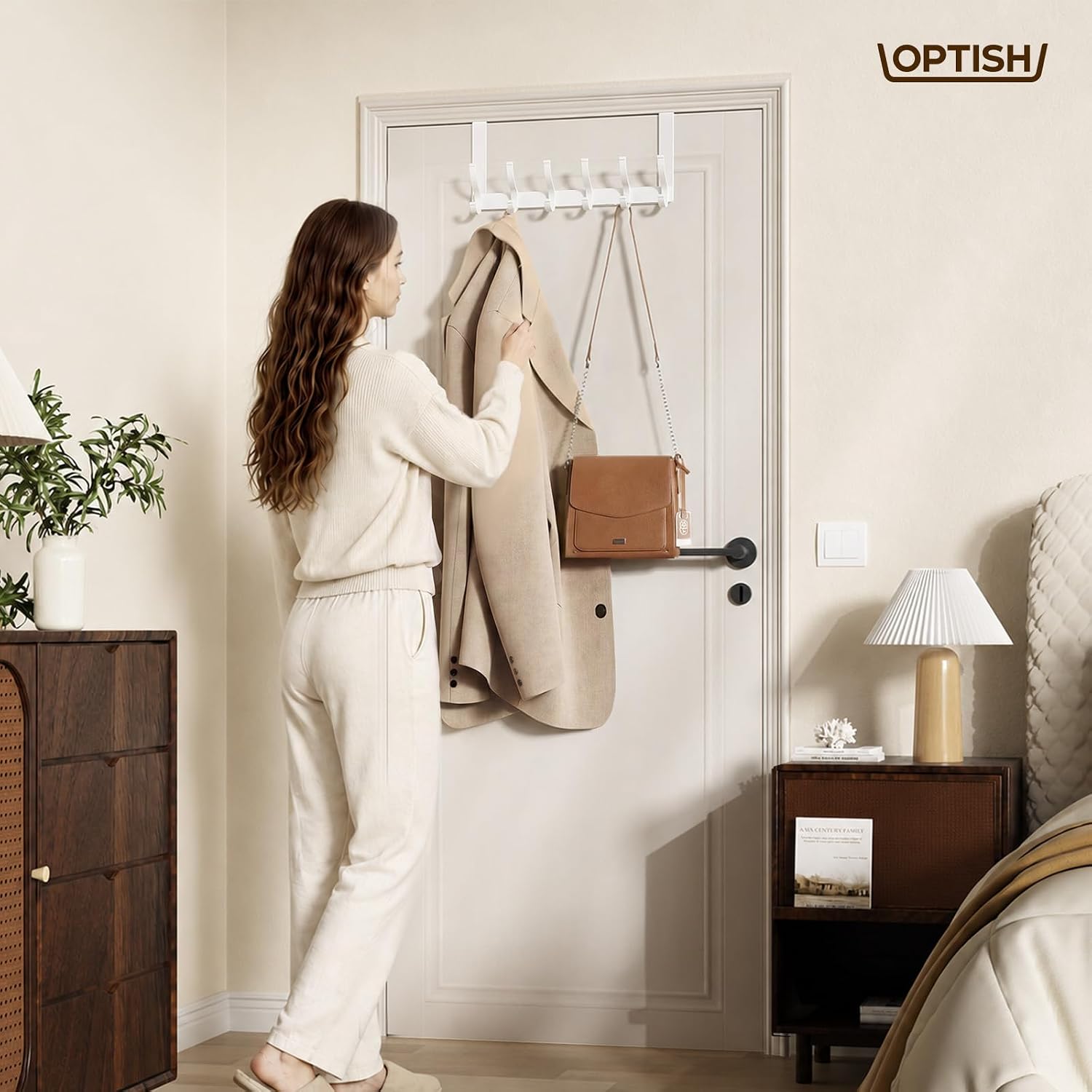Thumbnail 6 de Optish door hook over-the-door rack, 12 hooks, white powder-coated steel