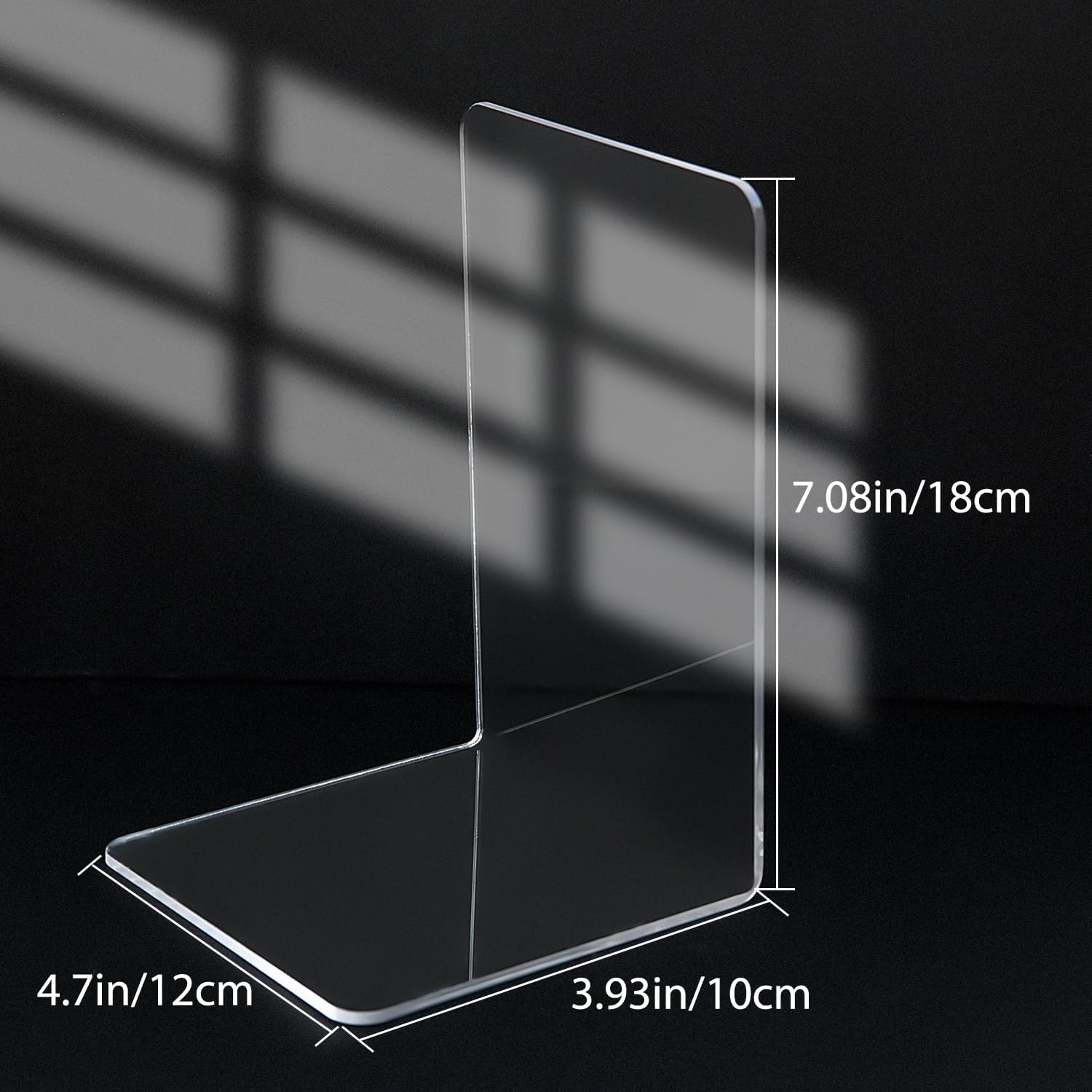 Detalle 2 de Kioneer 3 Pairs Acrylic Bookends – Large Clear, Non-Slip Desk Organisers