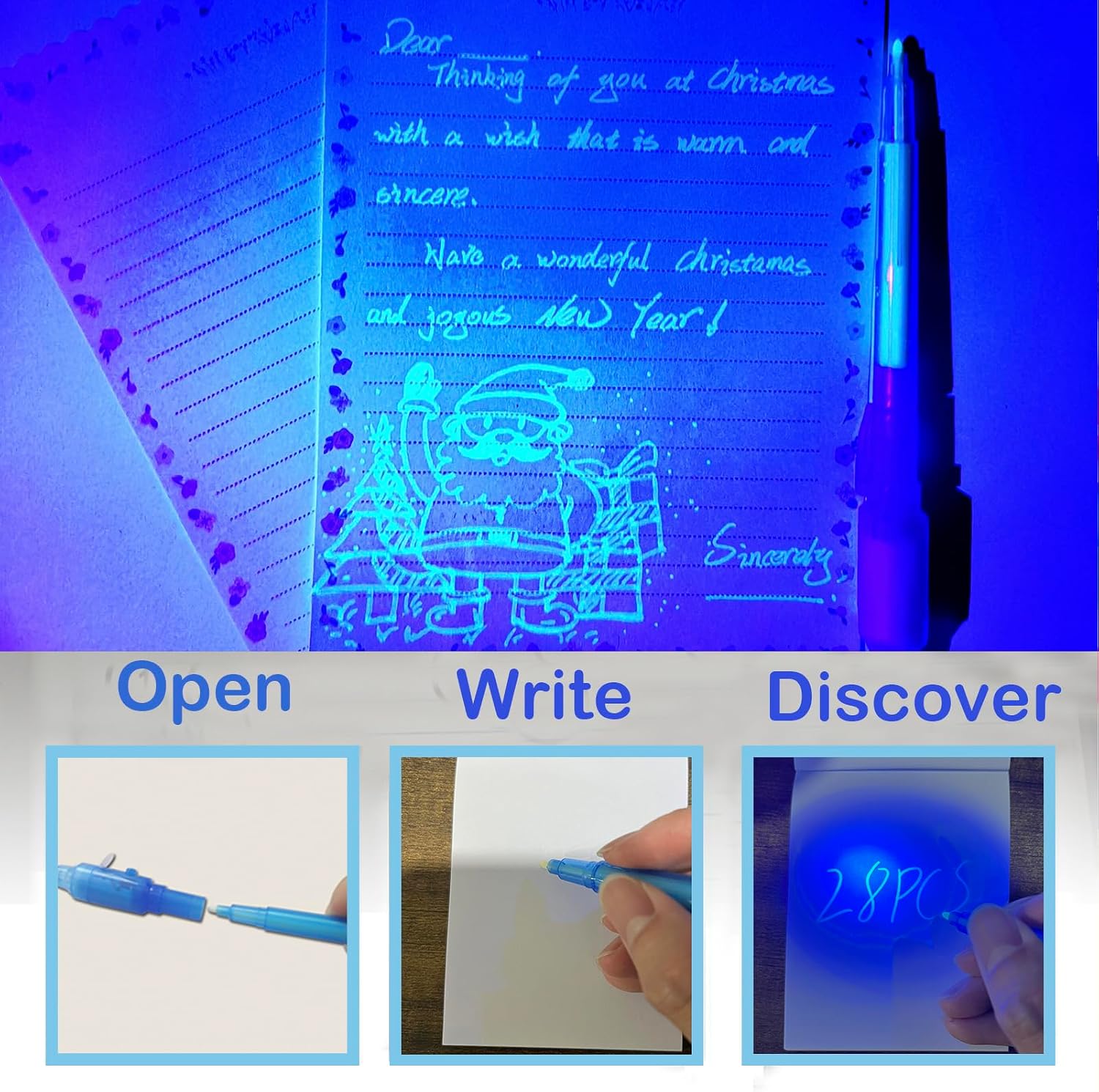 Detalle de SCStyle Invisible Ink Pen 28pcs with UV Light 🕵