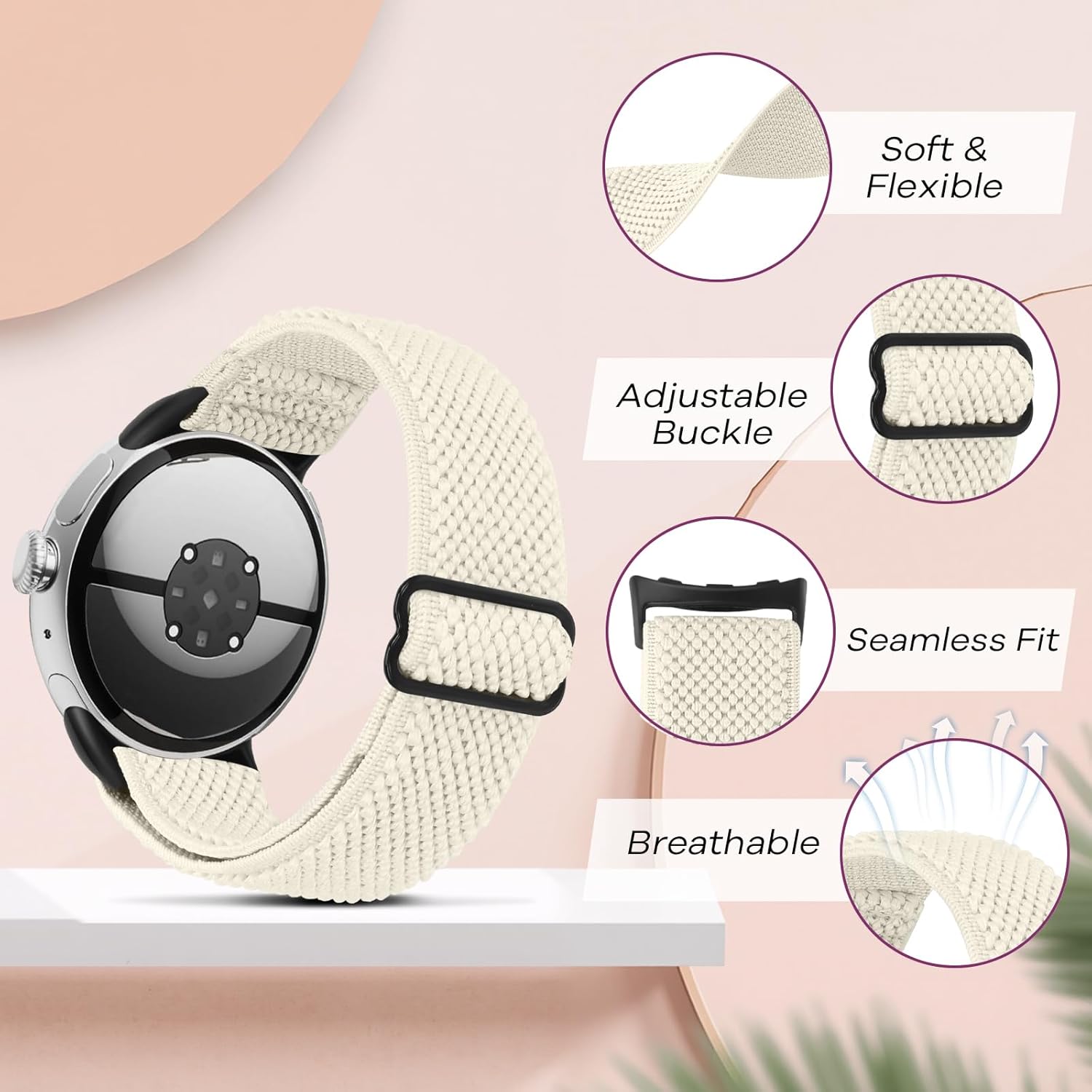 Thumbnail 1 de BTTNG Elastic Nylon Watch Straps (3 Pack) for Google Pixel Watch 4/3 41mm and Pixel Watch 2/1