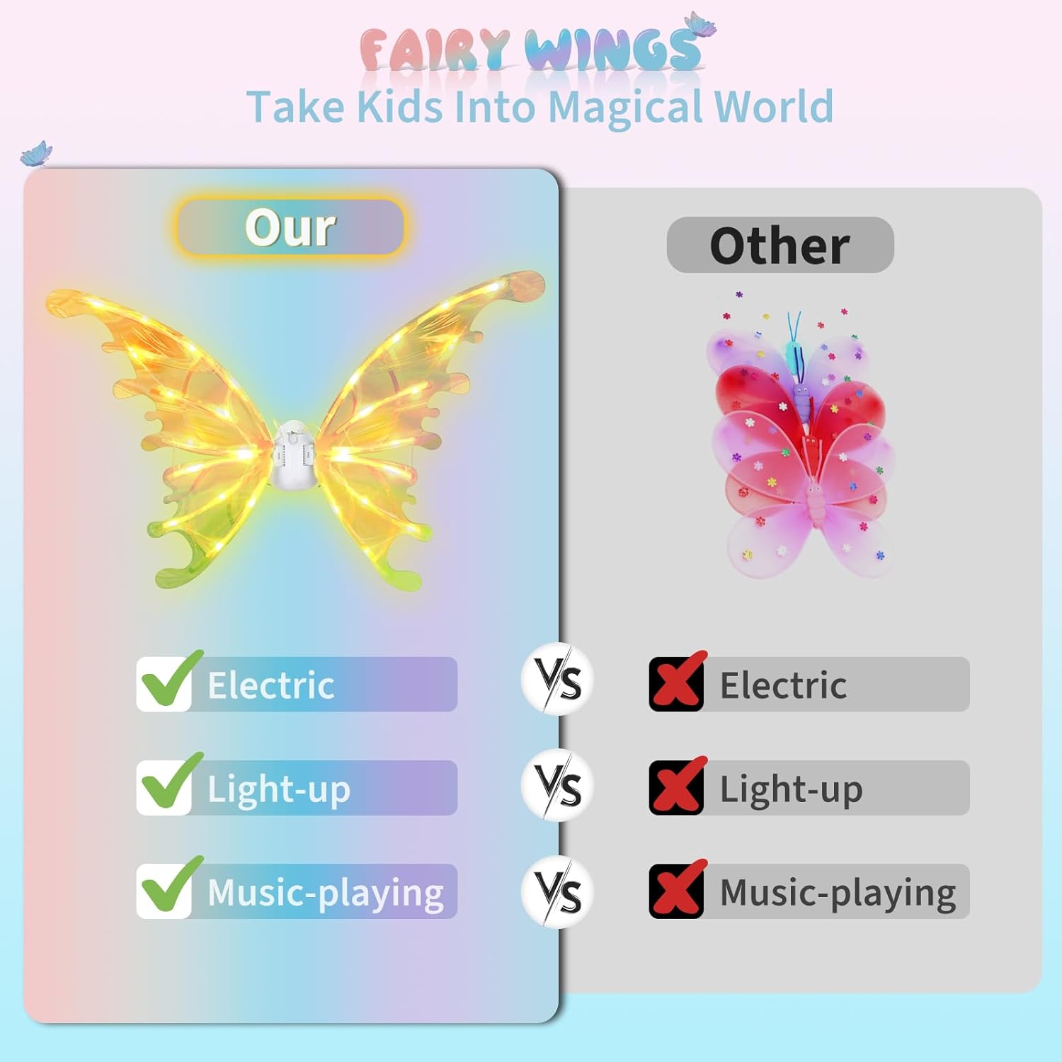 Detalle 2 de maysida Electric Fairy Wings LED light-up wings for girls ๐งโ